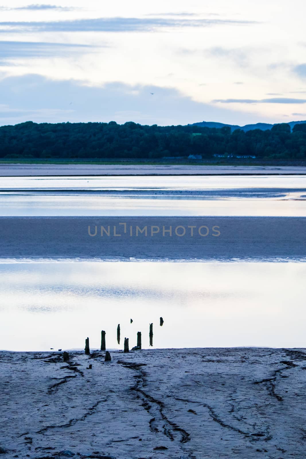 Sunset over the Kent River estuary near Arnside, Cumbria, England by paddythegolfer