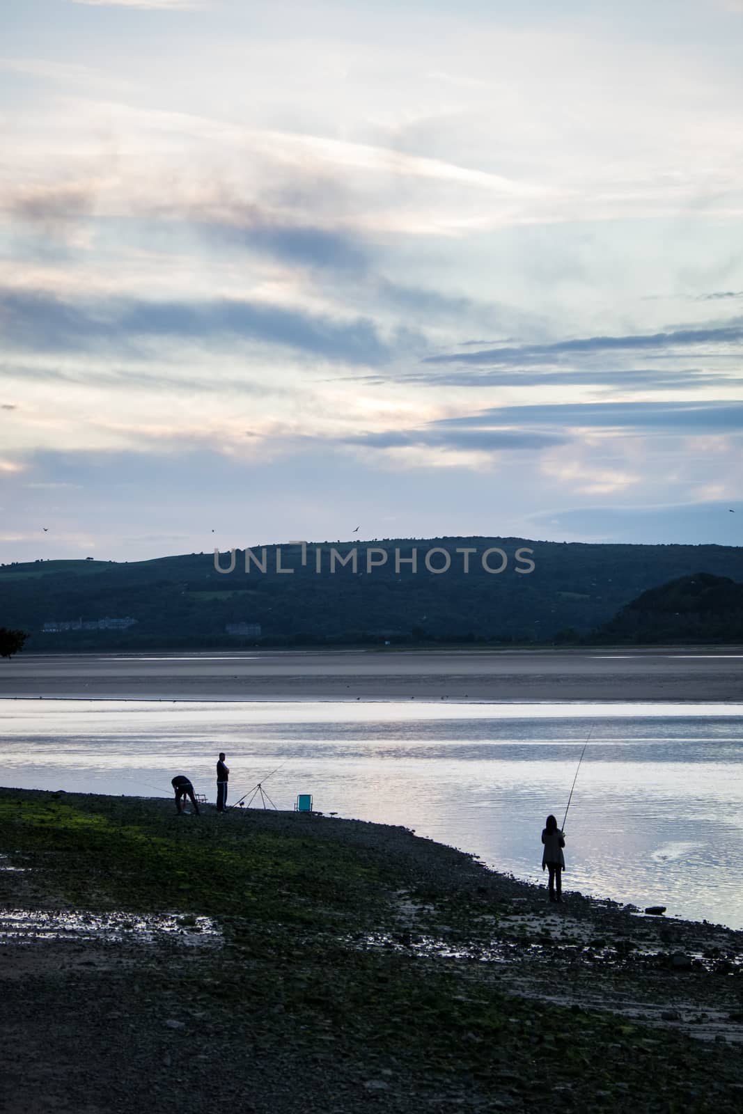 Sunset over the Kent River estuary near Arnside, Cumbria,