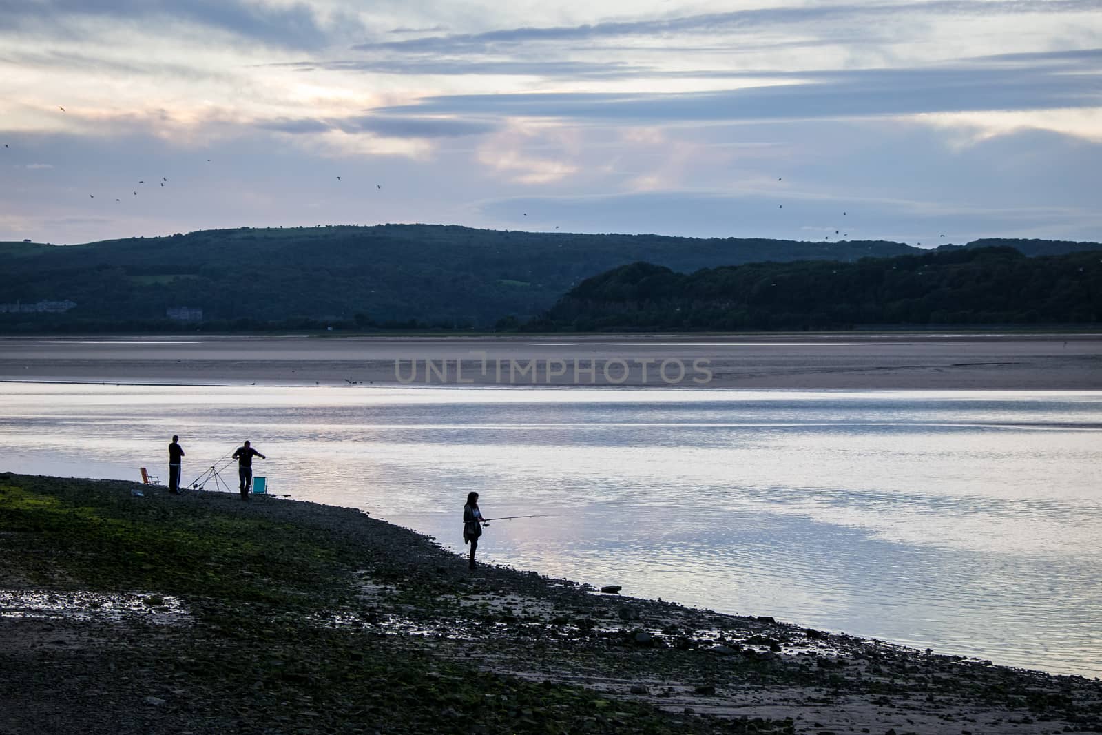 Sunset over the Kent River estuary near Arnside, Cumbria,