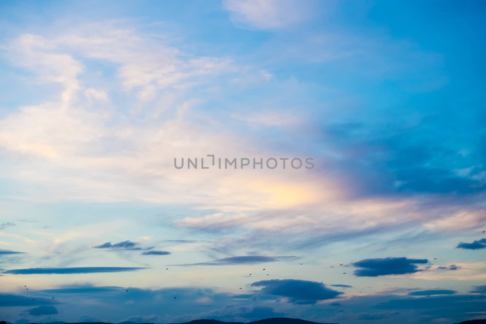 blue and pink sky over Arnside Estuary UK by paddythegolfer