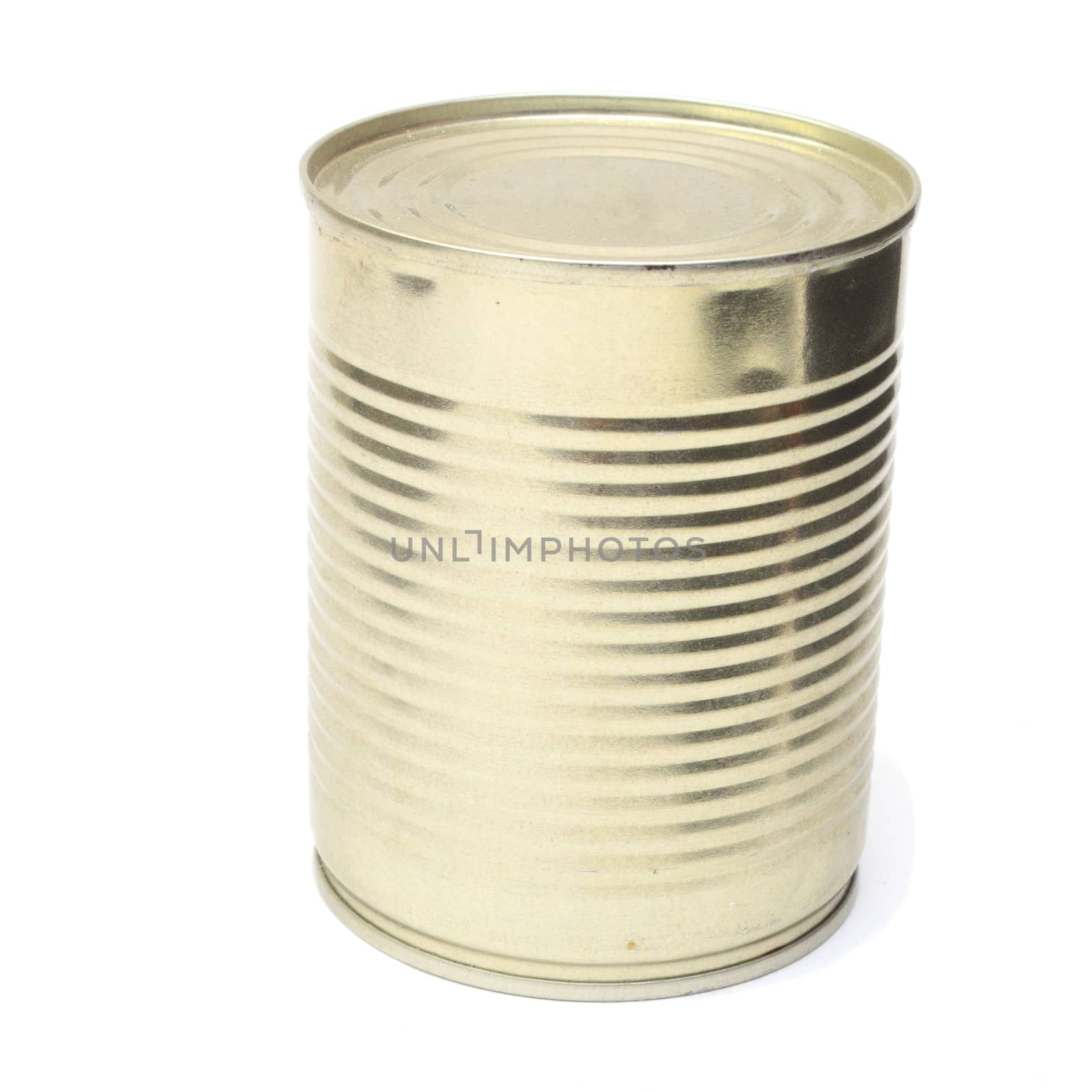 one can of canned food isolated on white background