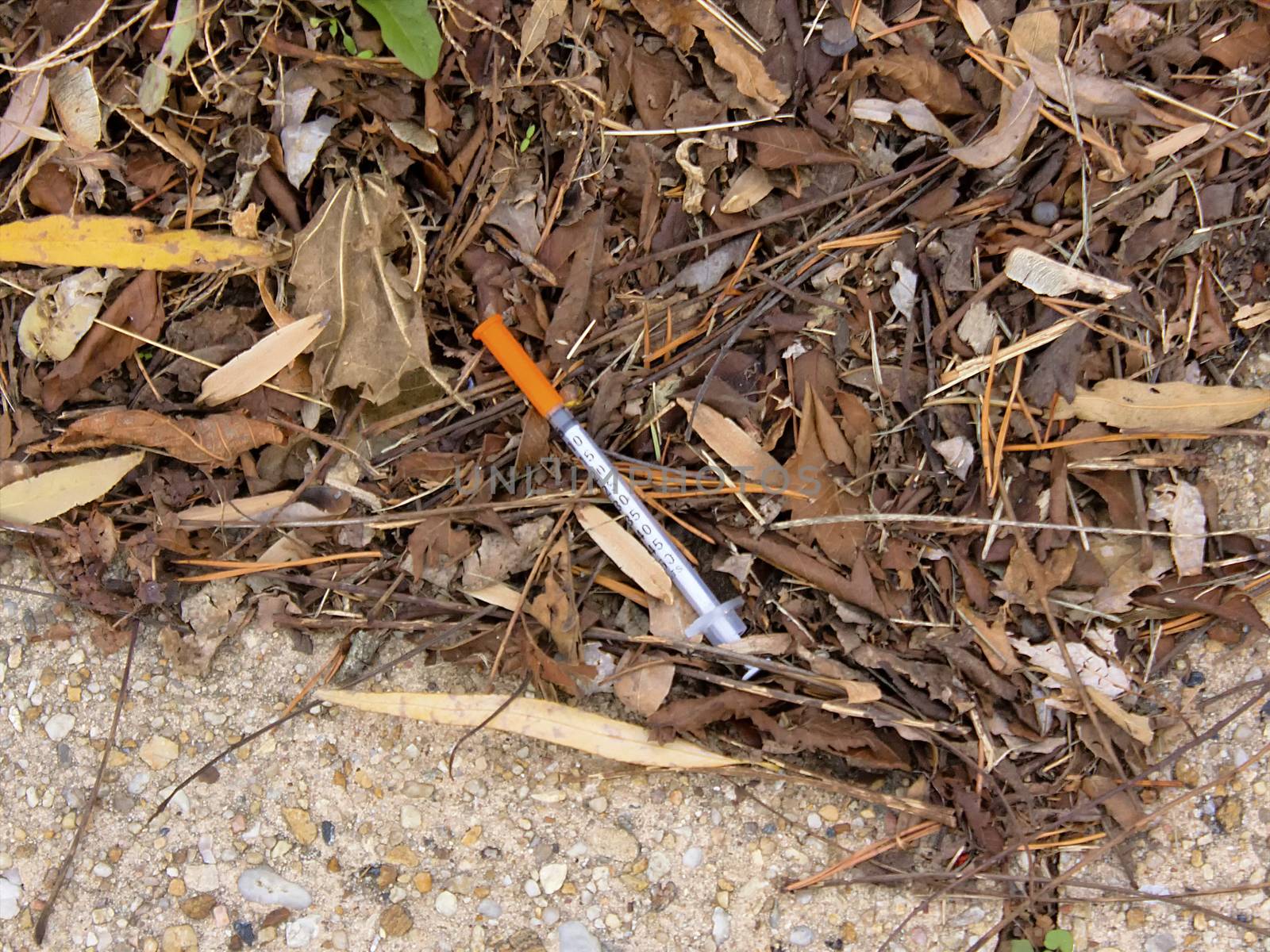 Hypodermic needle on street