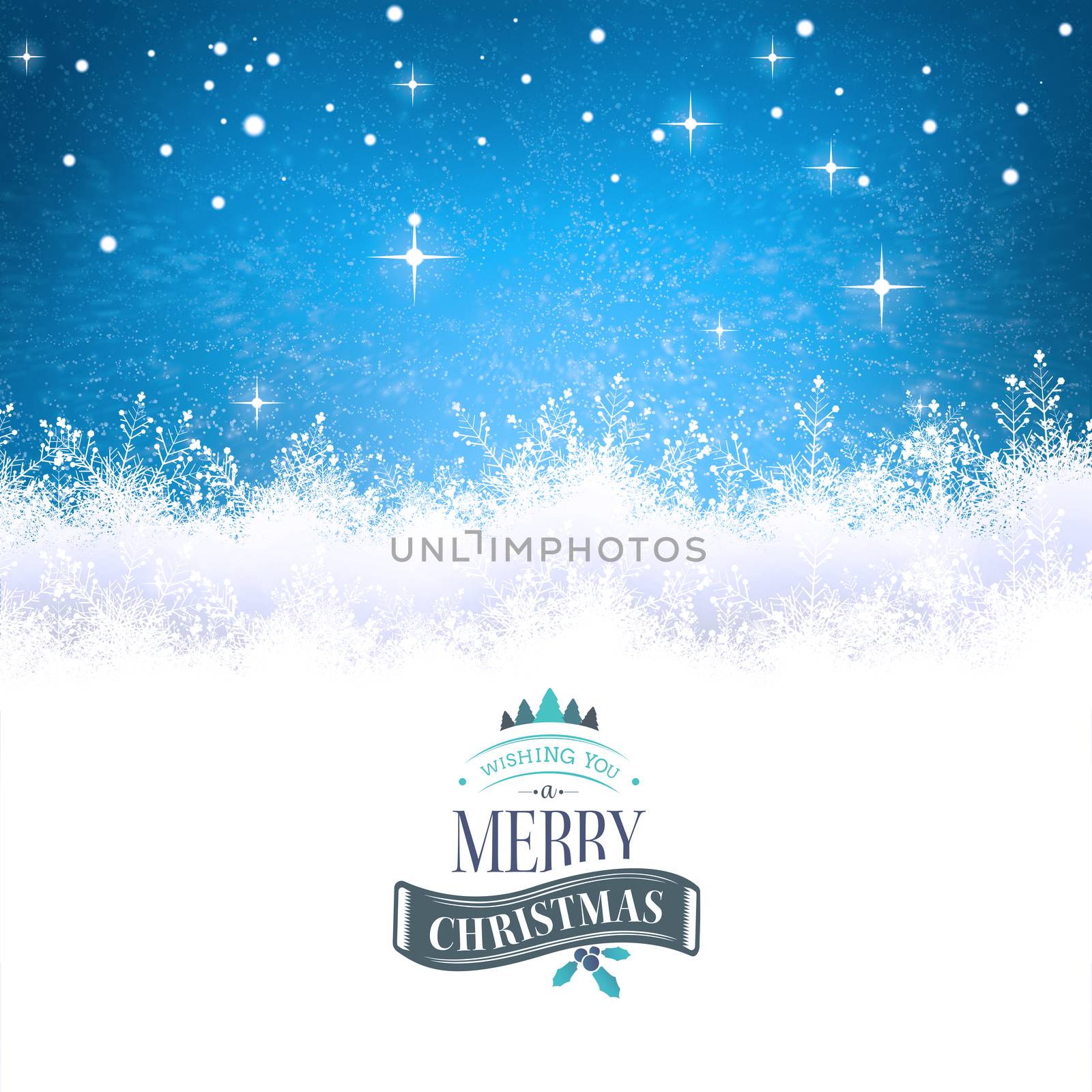 Christmas message against blue background with vignette
