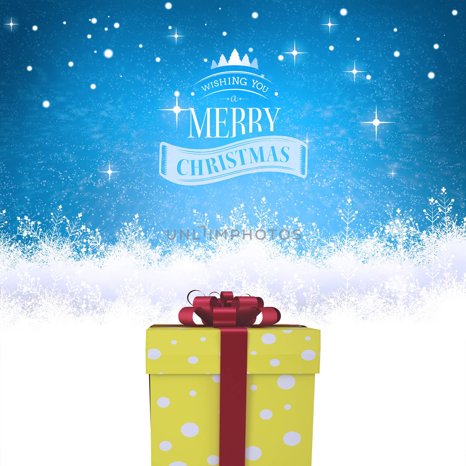Christmas message against blue background with vignette