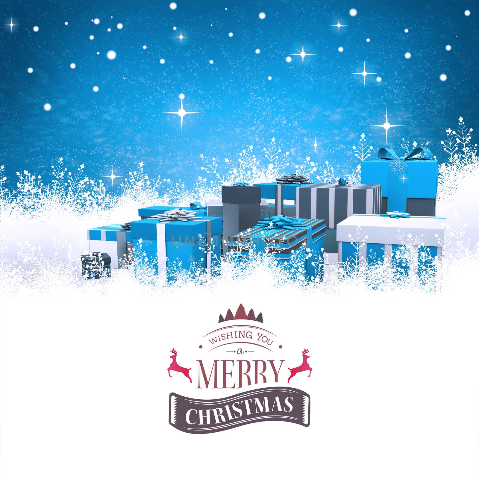 Christmas message against blue background with vignette