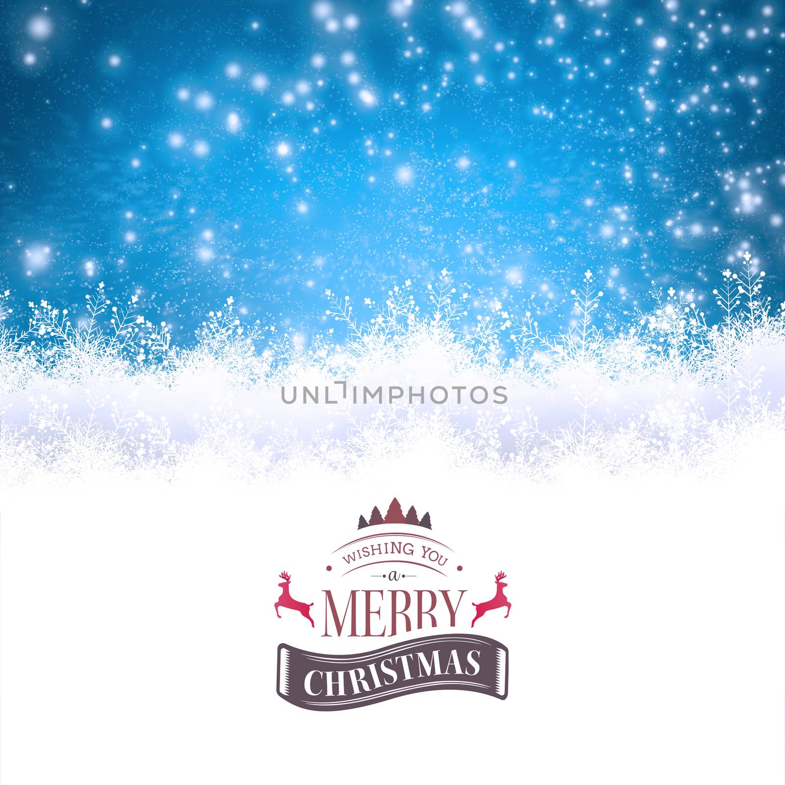 Christmas message against blue background with vignette