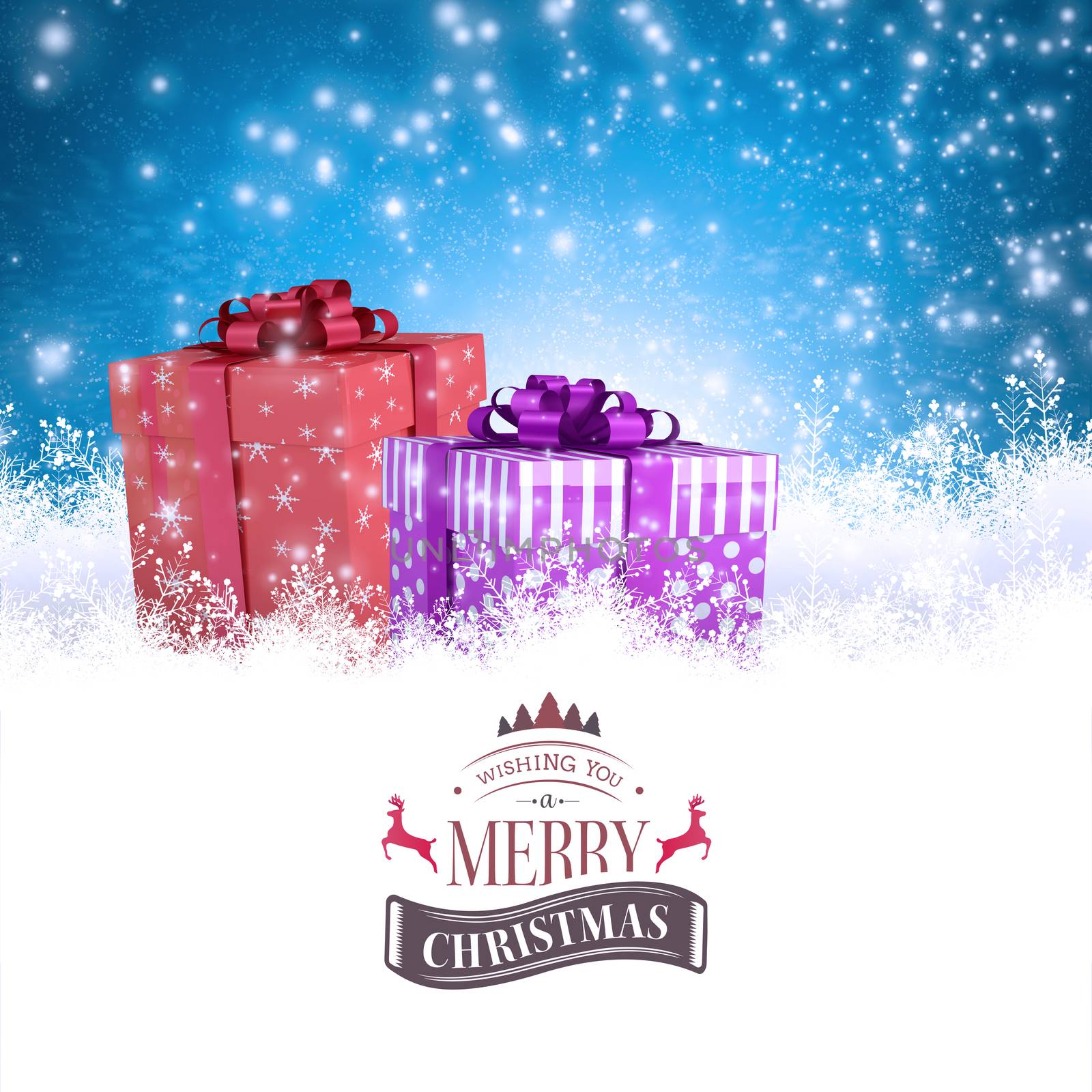 Christmas message against blue background with vignette