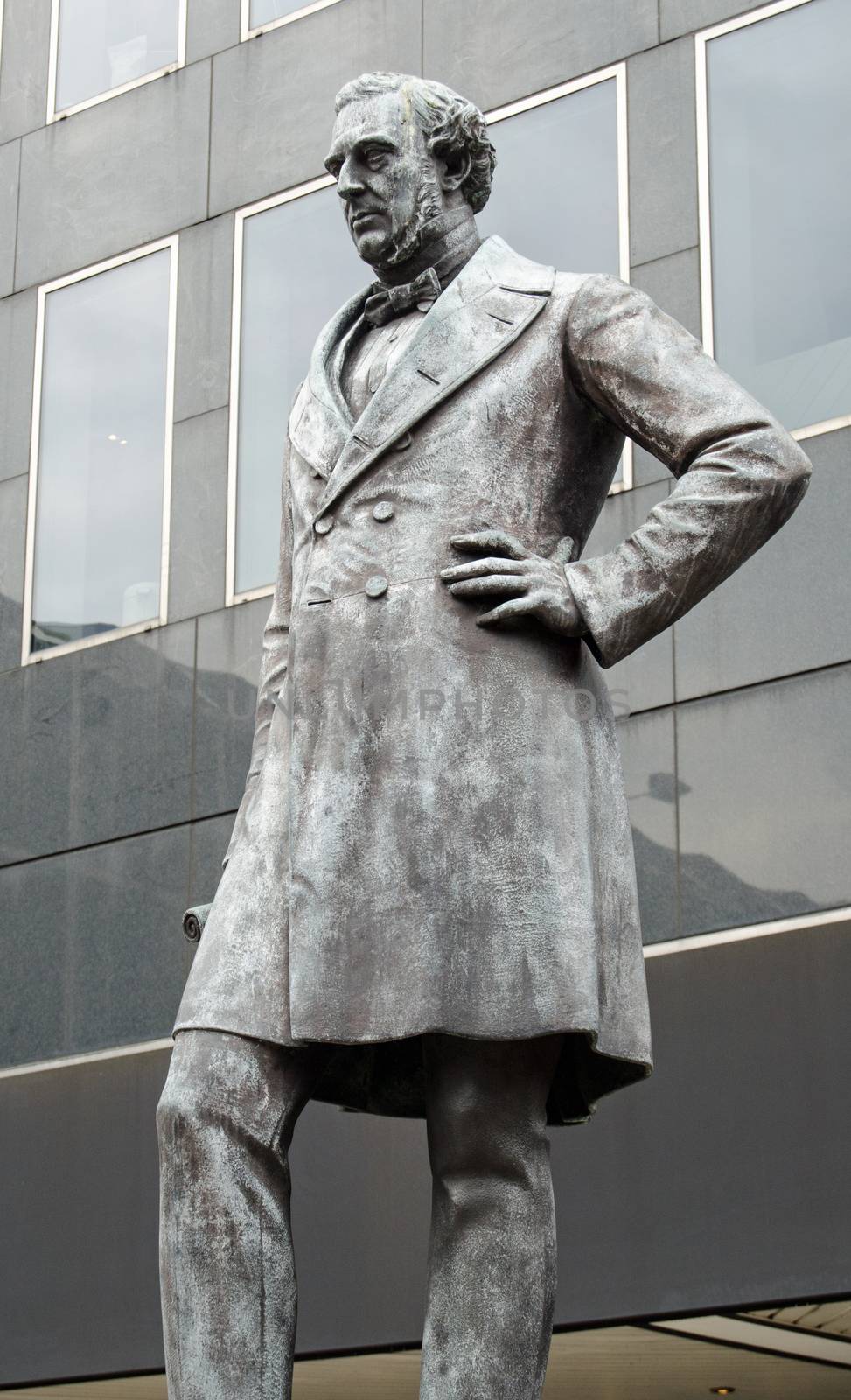 Statue of the Victorian railway engineer Robert Stevenson on peramanent public display outside Euston Railway station in London.  Sculpted in 1870 by Baron Carlo Marochetti.  