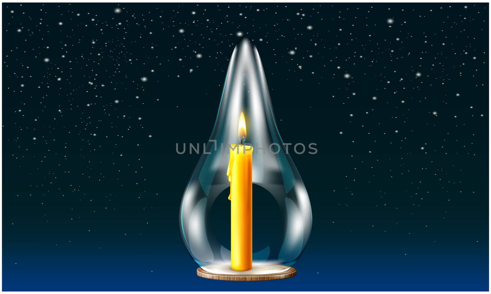 burning candle in the glass on abstract dark background by aanavcreationsplus