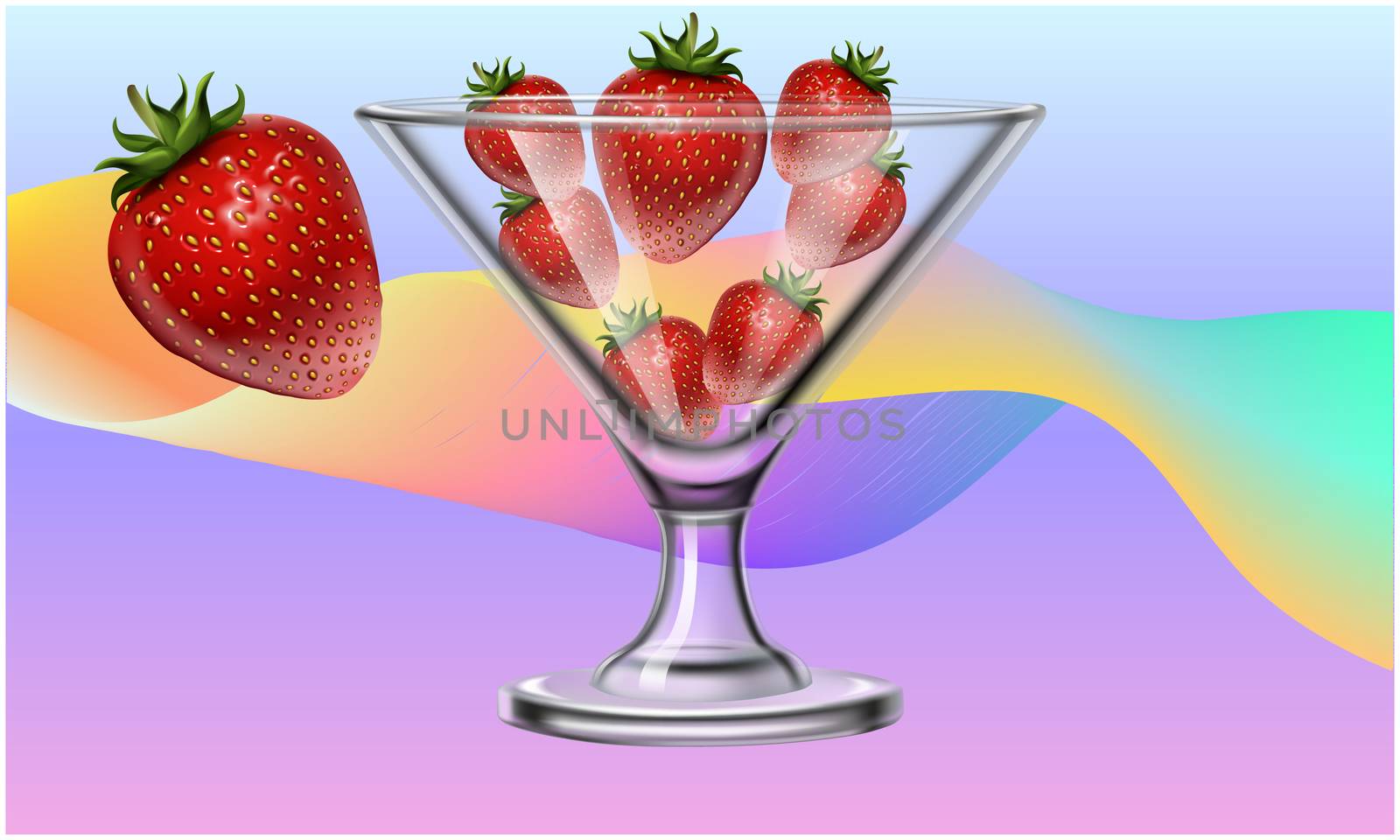 ice cream cup full of fresh strawberry on abstract background by aanavcreationsplus