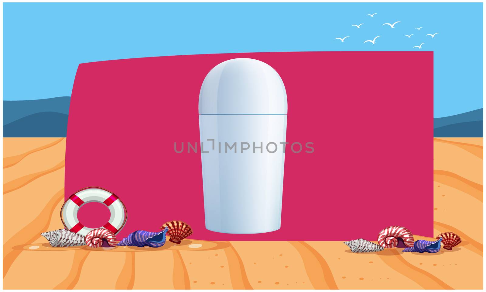 mock up illustration of beauty product on beach side banner advertising by aanavcreationsplus