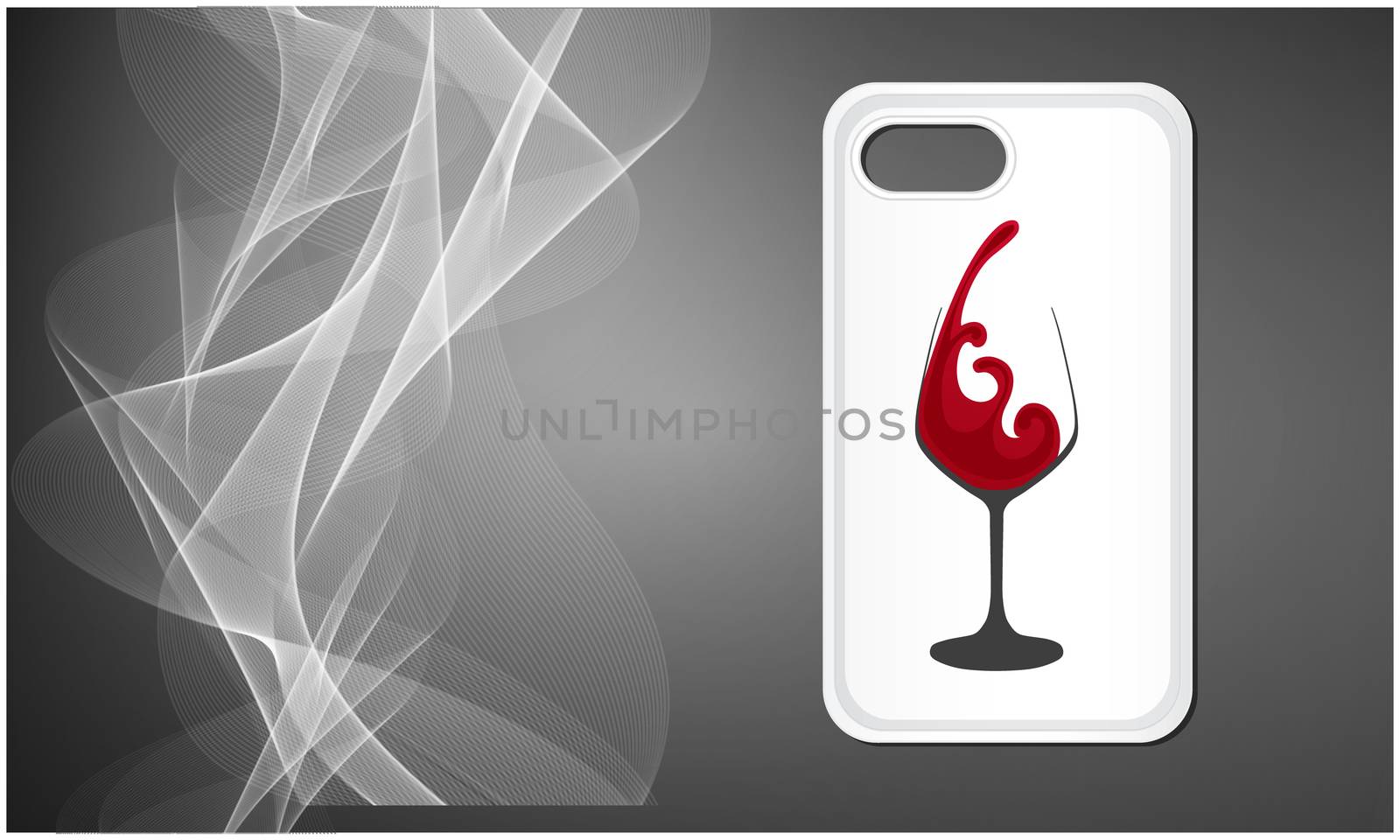 mock up illustration of smartphone back cover art on abstract background