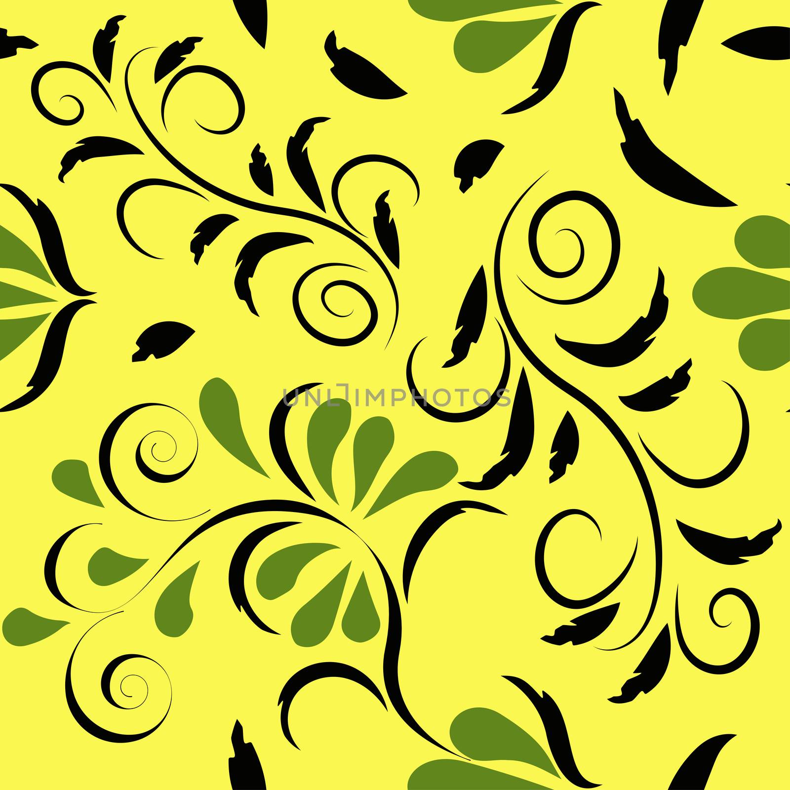 seamless pattern with flowers and leaves hohloma style by eskimos