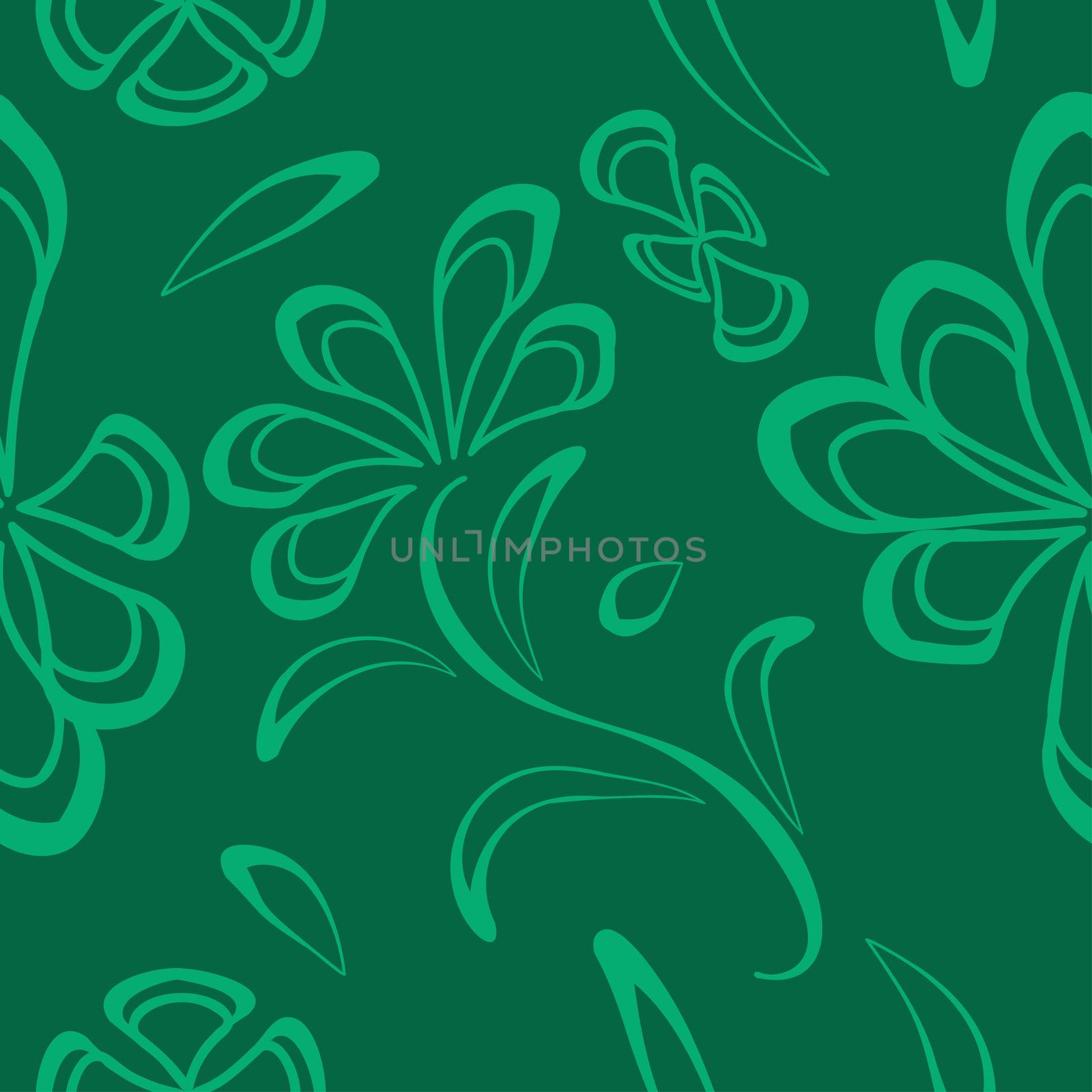 Linocut style meadow flowers - seamless pattern. Wildflowers in modern cutout style isolated on background, vector illustration for textile, wallpaper.