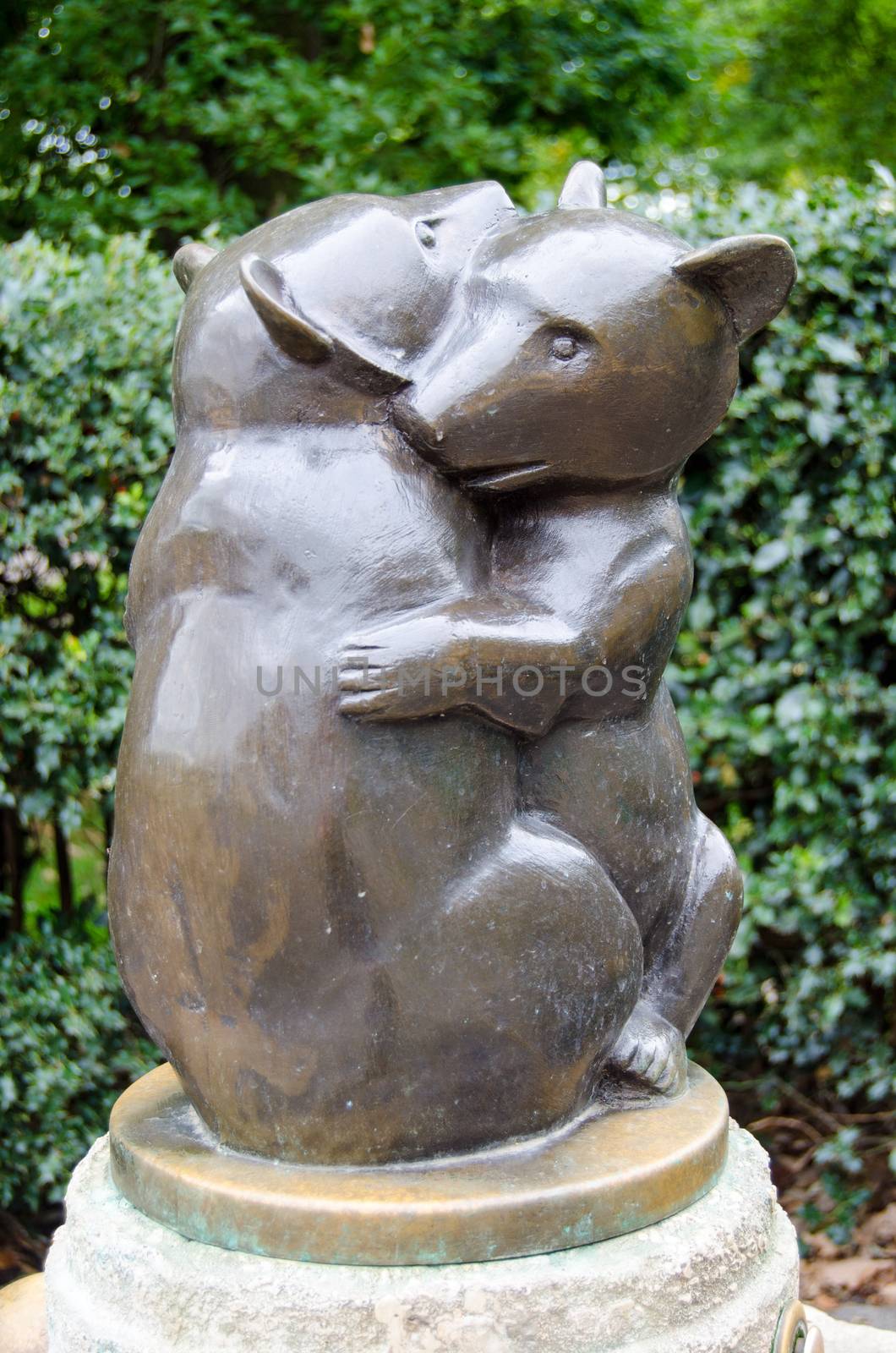 The very cute two bears drinking water fountain in Hyde Park, London.  The pair have been hugging on public display since 1939.