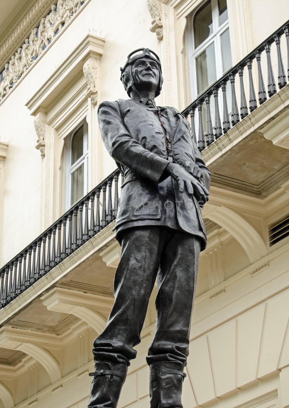 Monument statue to the late Air Chief Marshall Keith Park who led the RAF's Fighter Command during the Battle of Britain in World War II.  Sculpted by Les Johnson the statue is on public display next to the Athenaeum Club in Waterloo Place in the St James's district of London.  