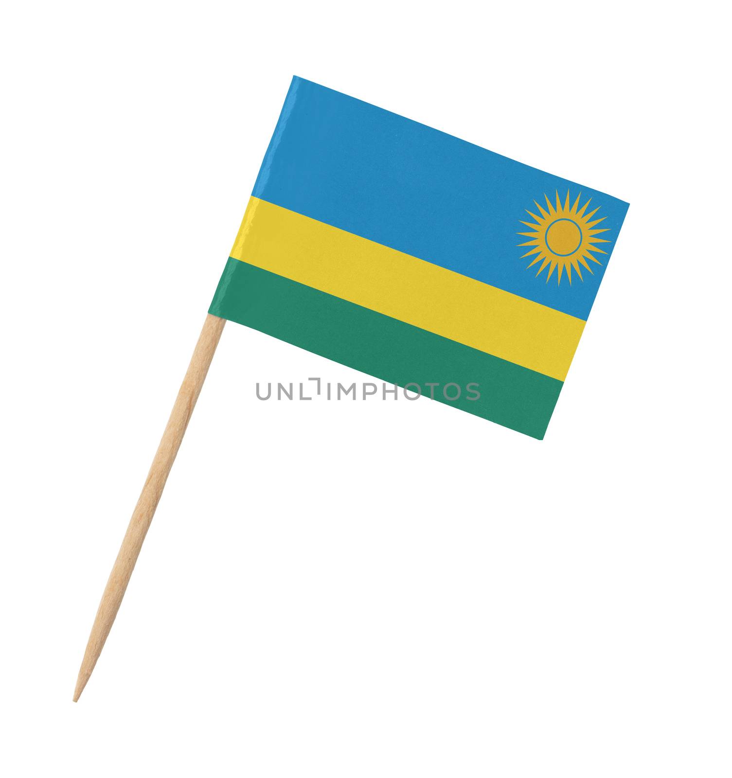 Small paper flag of Rwanda on wooden stick by michaklootwijk