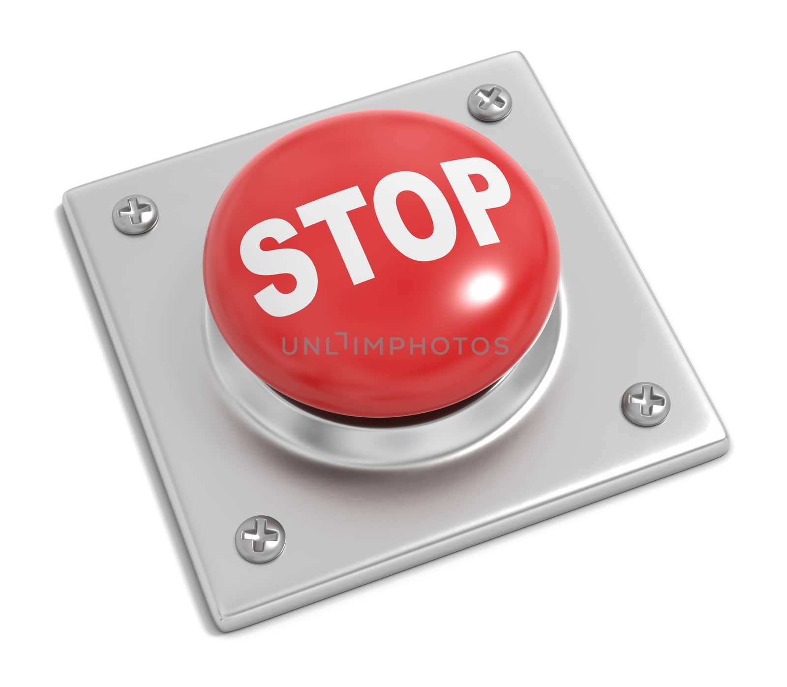 Stop Button on White by make