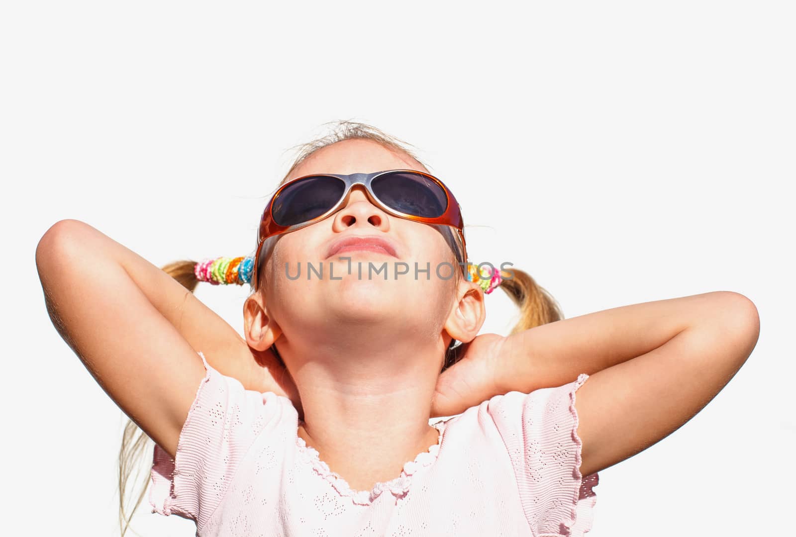 portrait of a little girl in sunglasses by altanaka