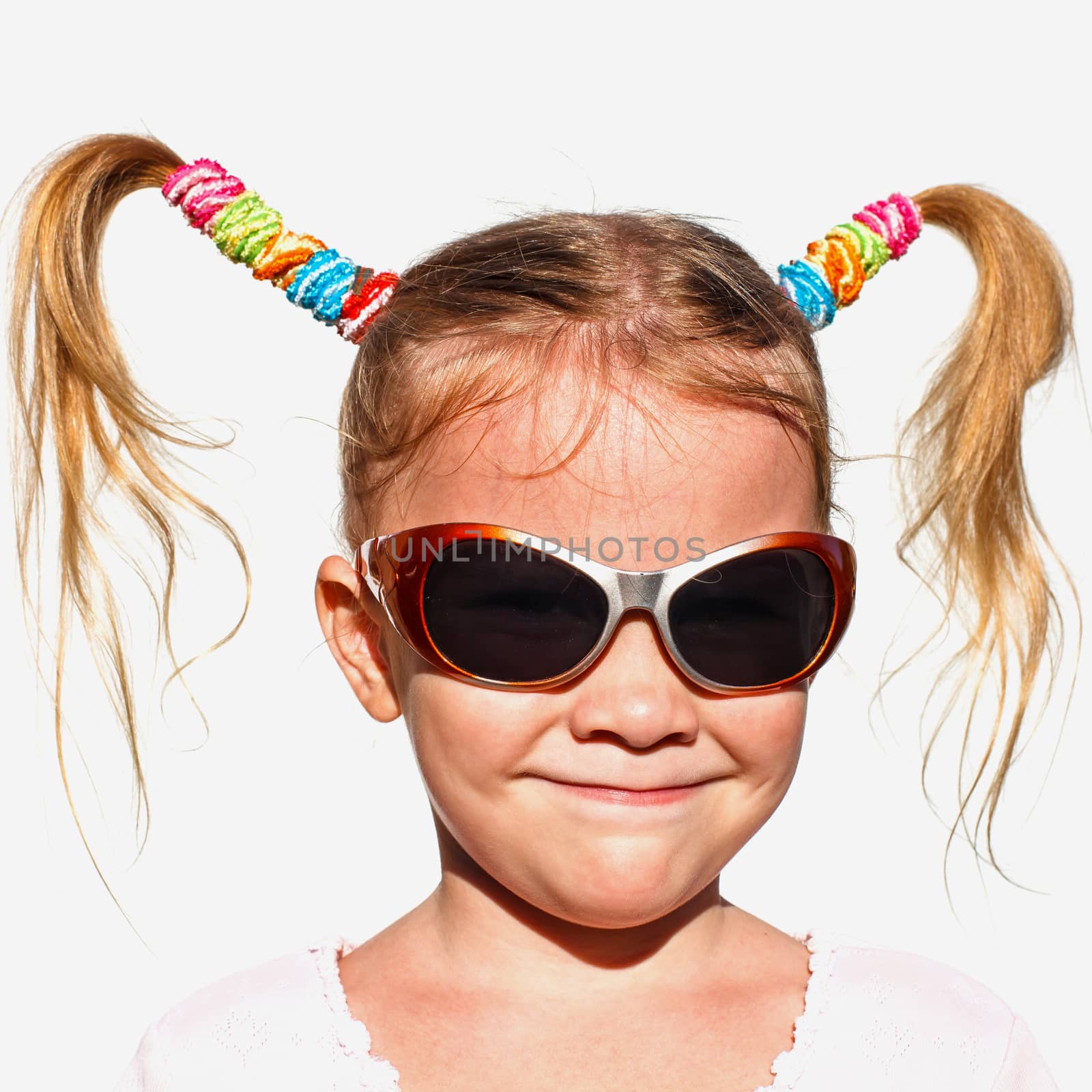 portrait of a little girl in sunglasses by altanaka