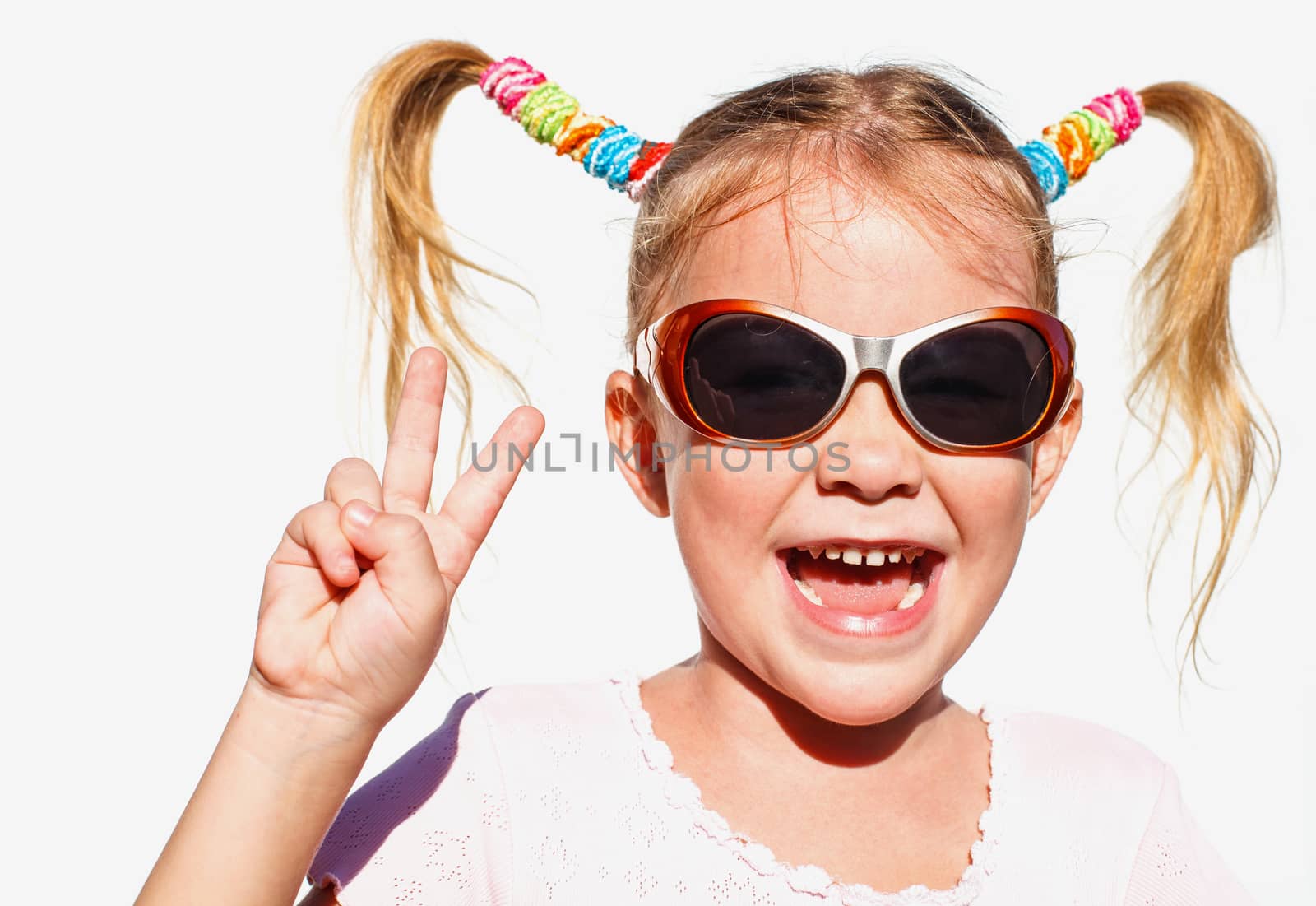 portrait of a little girl in sunglasses