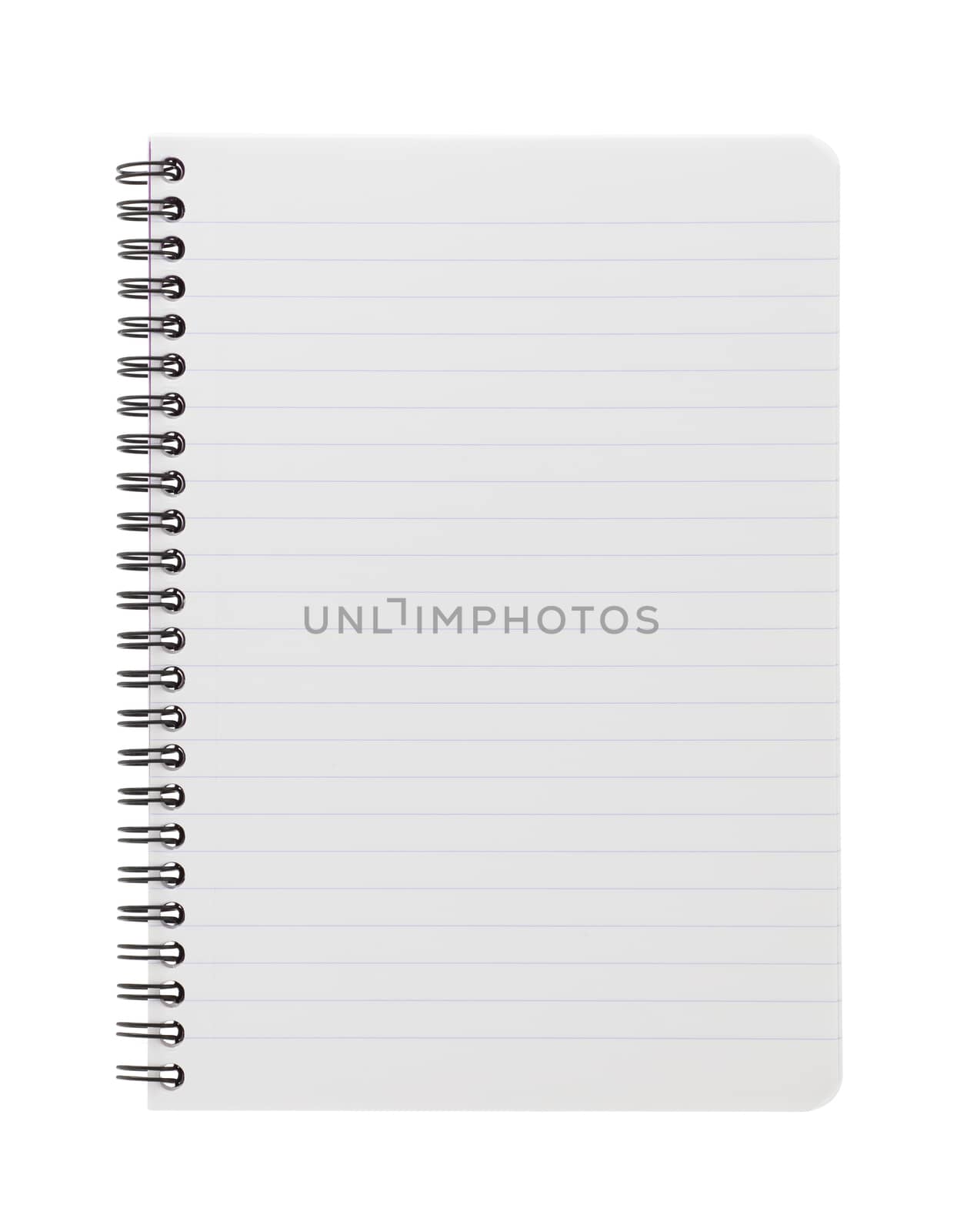 A lined paper notebook isolated on white background