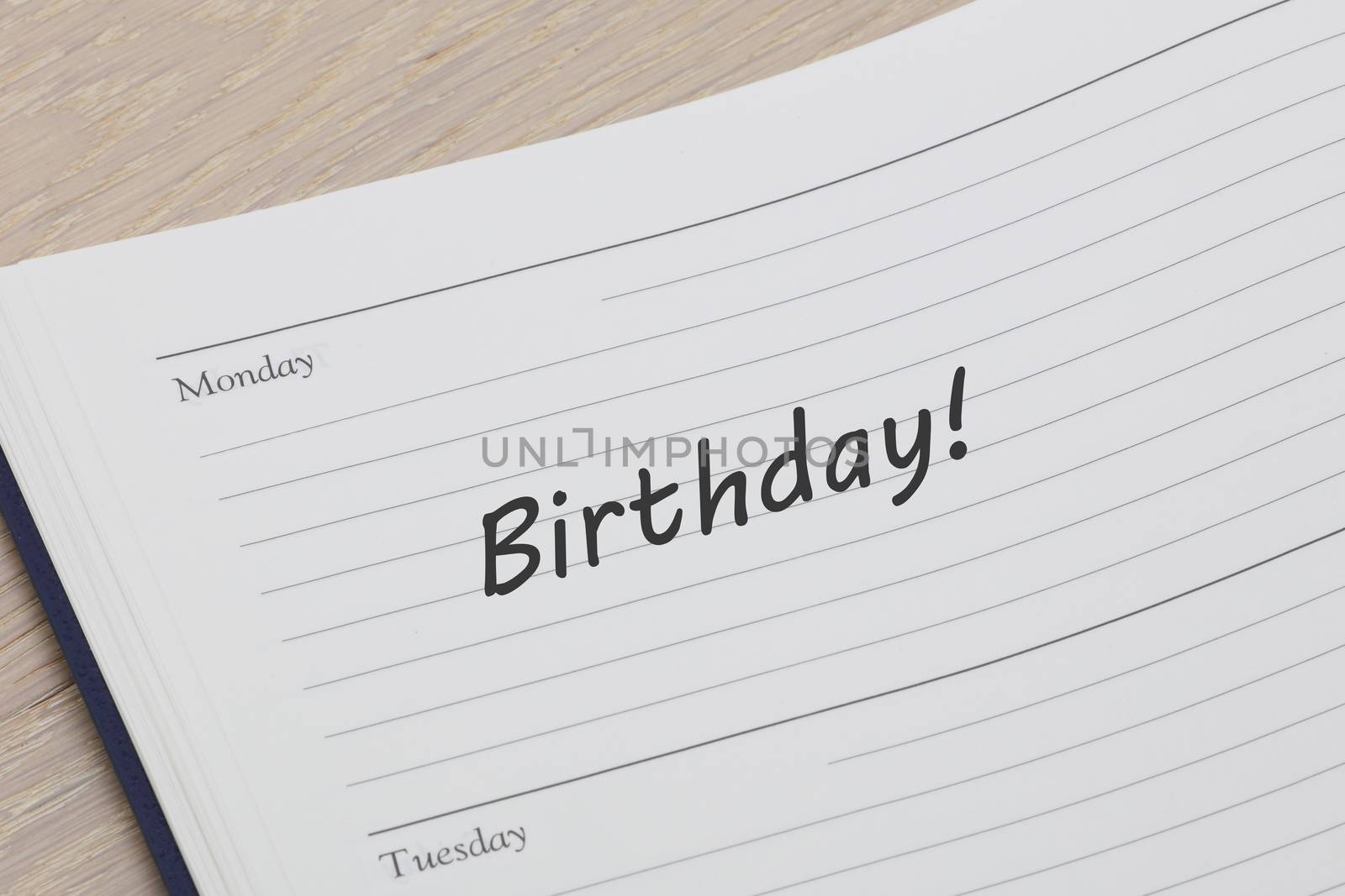 A diary reminder birthday
