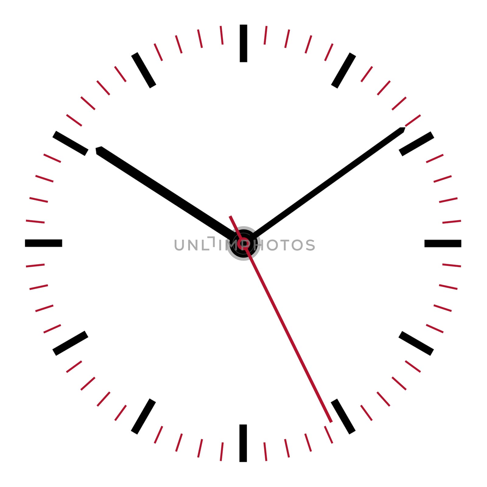 A clock face illustration second minute hour hands
