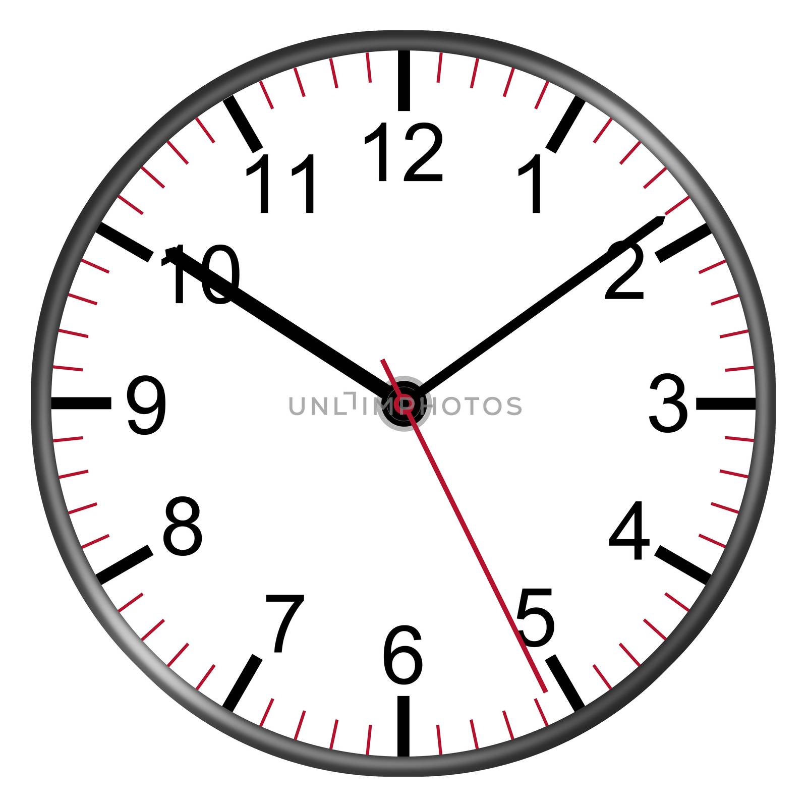 A clock face with numbers illustration second minute hour hands