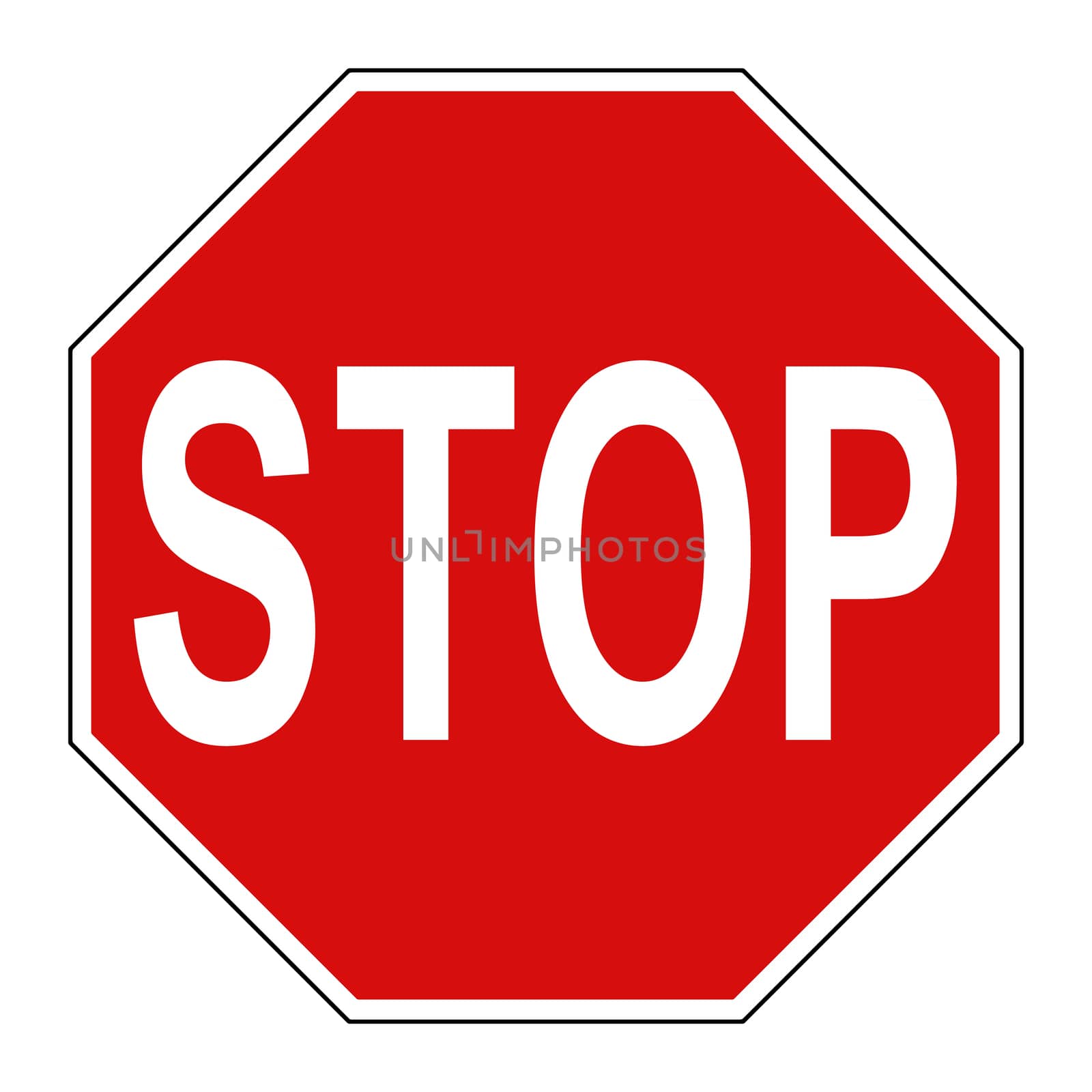 A red stop sign isolated on white with clipping path