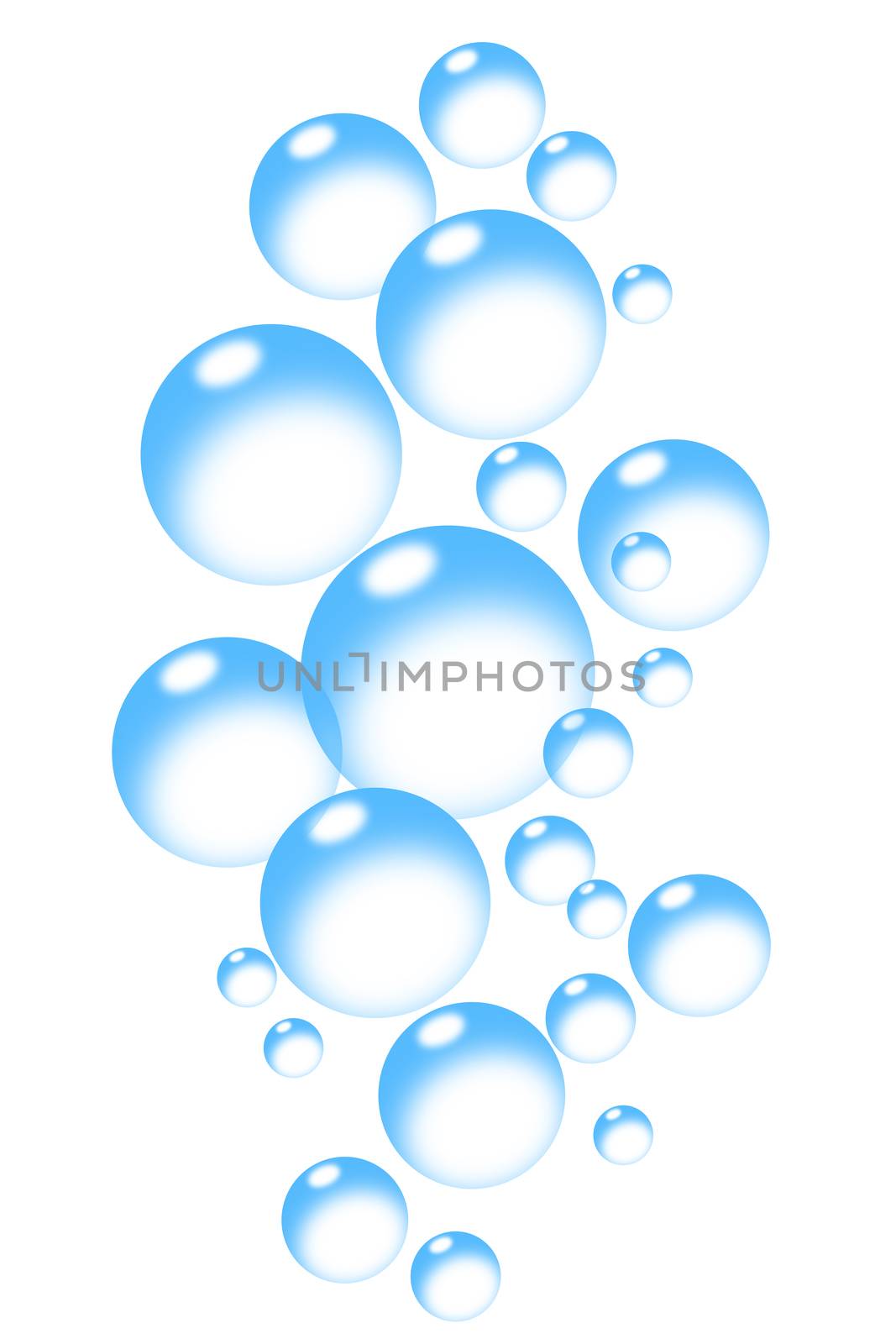 A bubbles background blue on white soap fizz