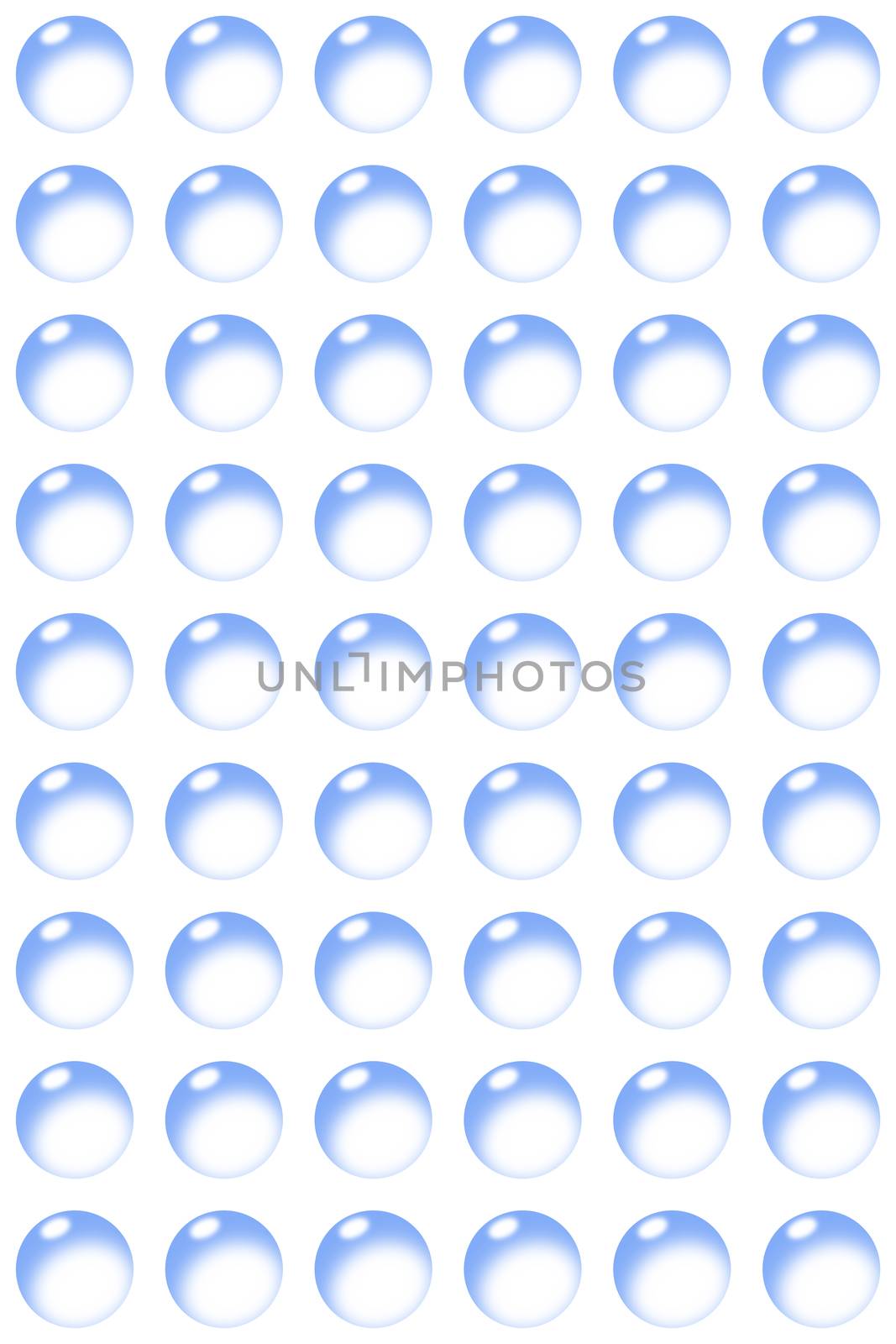 A symetrical background pattern bubbles with reflection on white