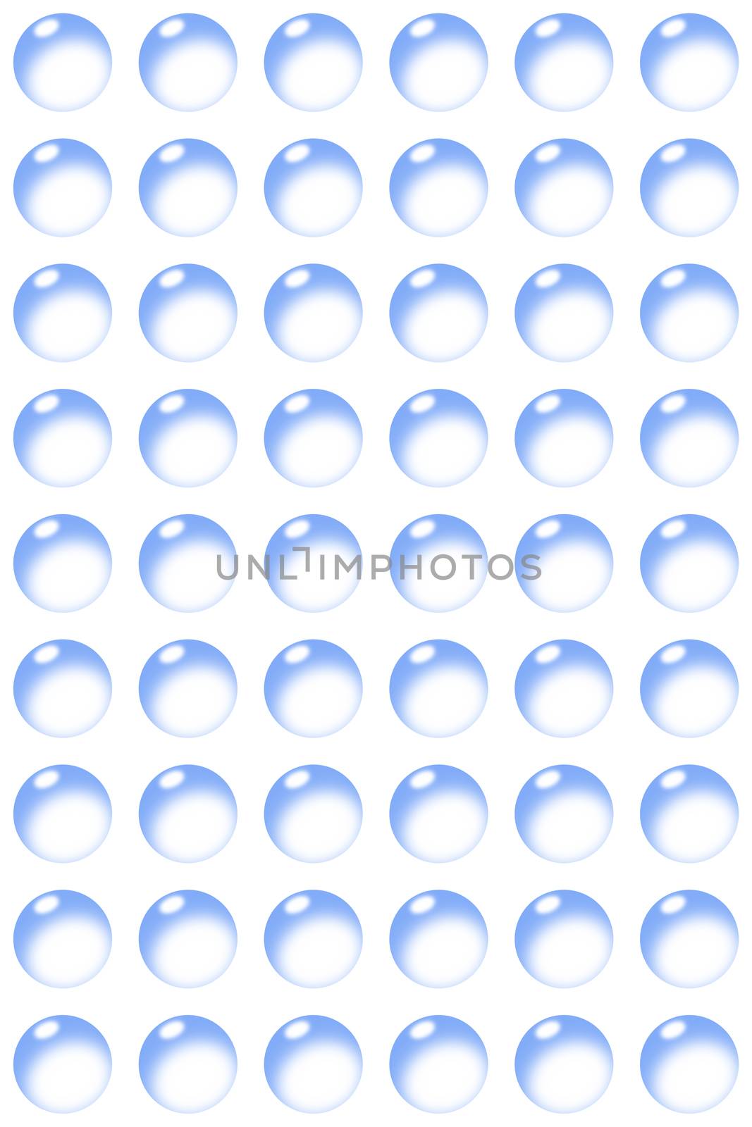 A symetrical background pattern bubbles with reflection on white