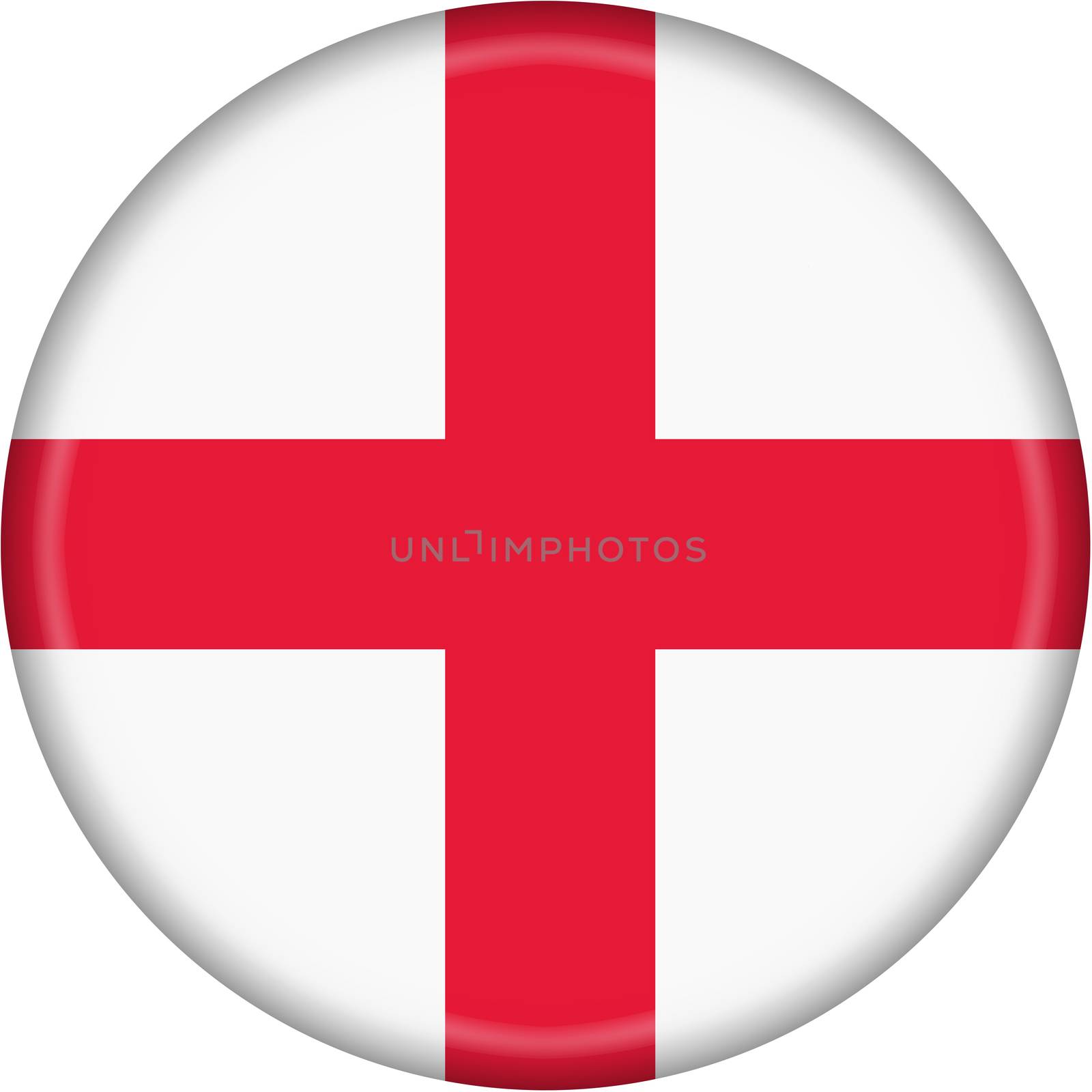 Button featuring the England flag  isolated on a white background with clipping path
