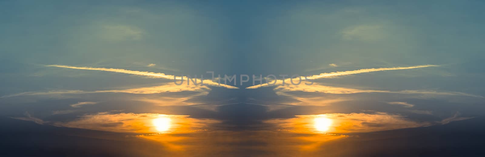 Abstract Panoramic sunset in the twighligth sky by stoonn