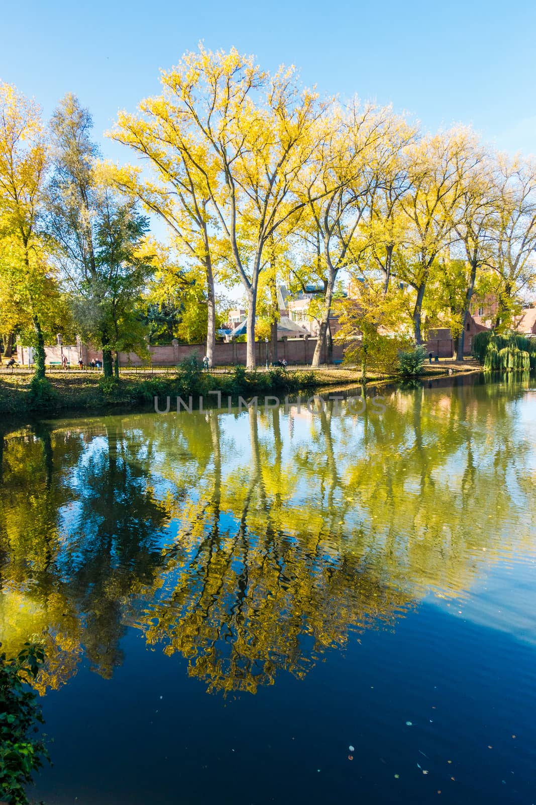 Belgium Bruges Minnewater park and walks in Bruges, Belgium