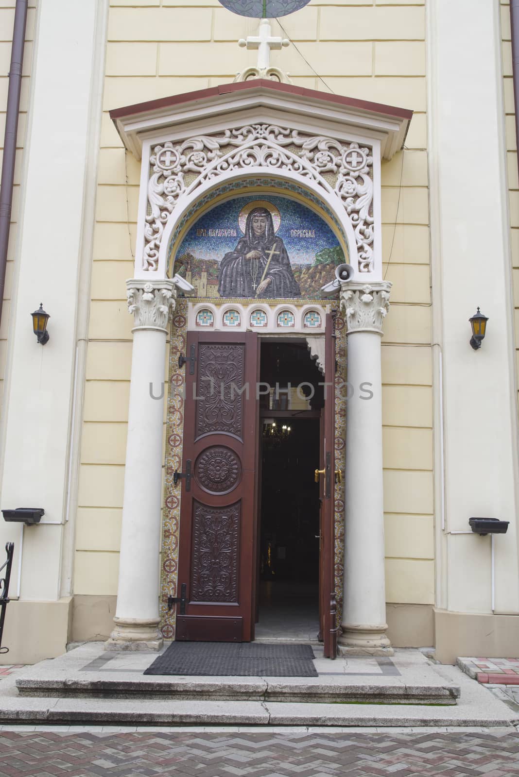 Orthodox church details in Chernivtsi, Ukraine.