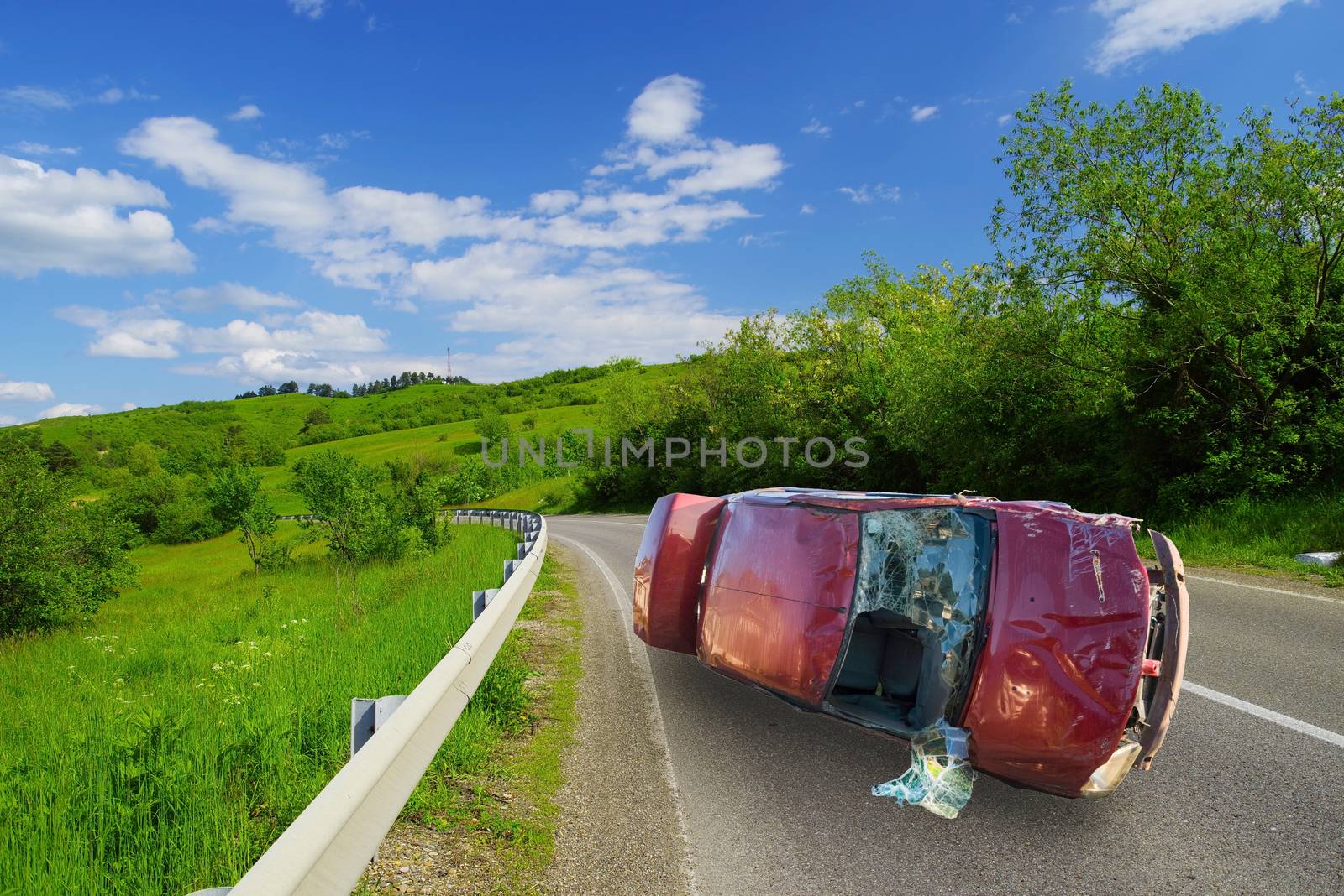 Car accident on curvy road by savcoco
