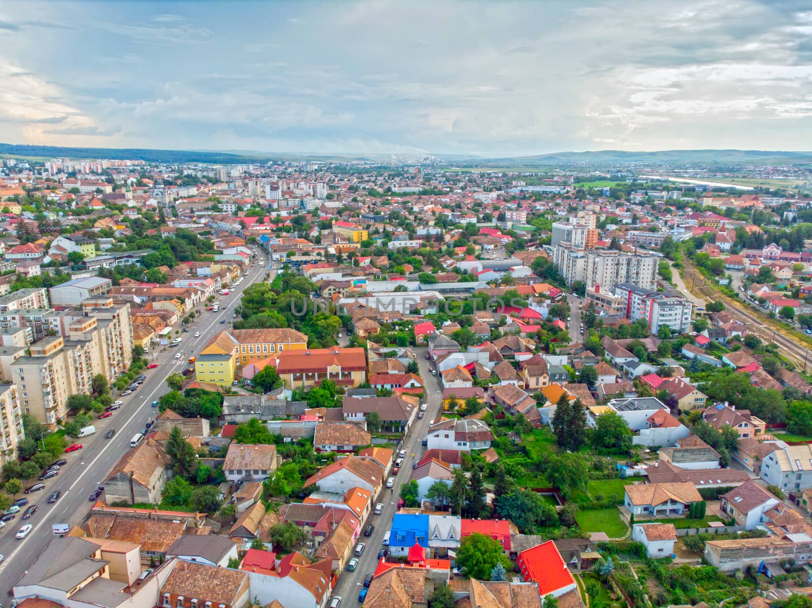 Aerial view of Targu Mures, situated in Transylvania, Romania