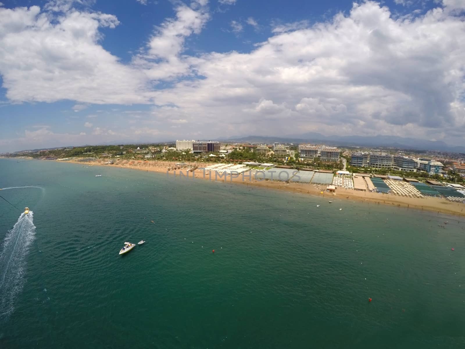 Aerial view of beach in a summer resort