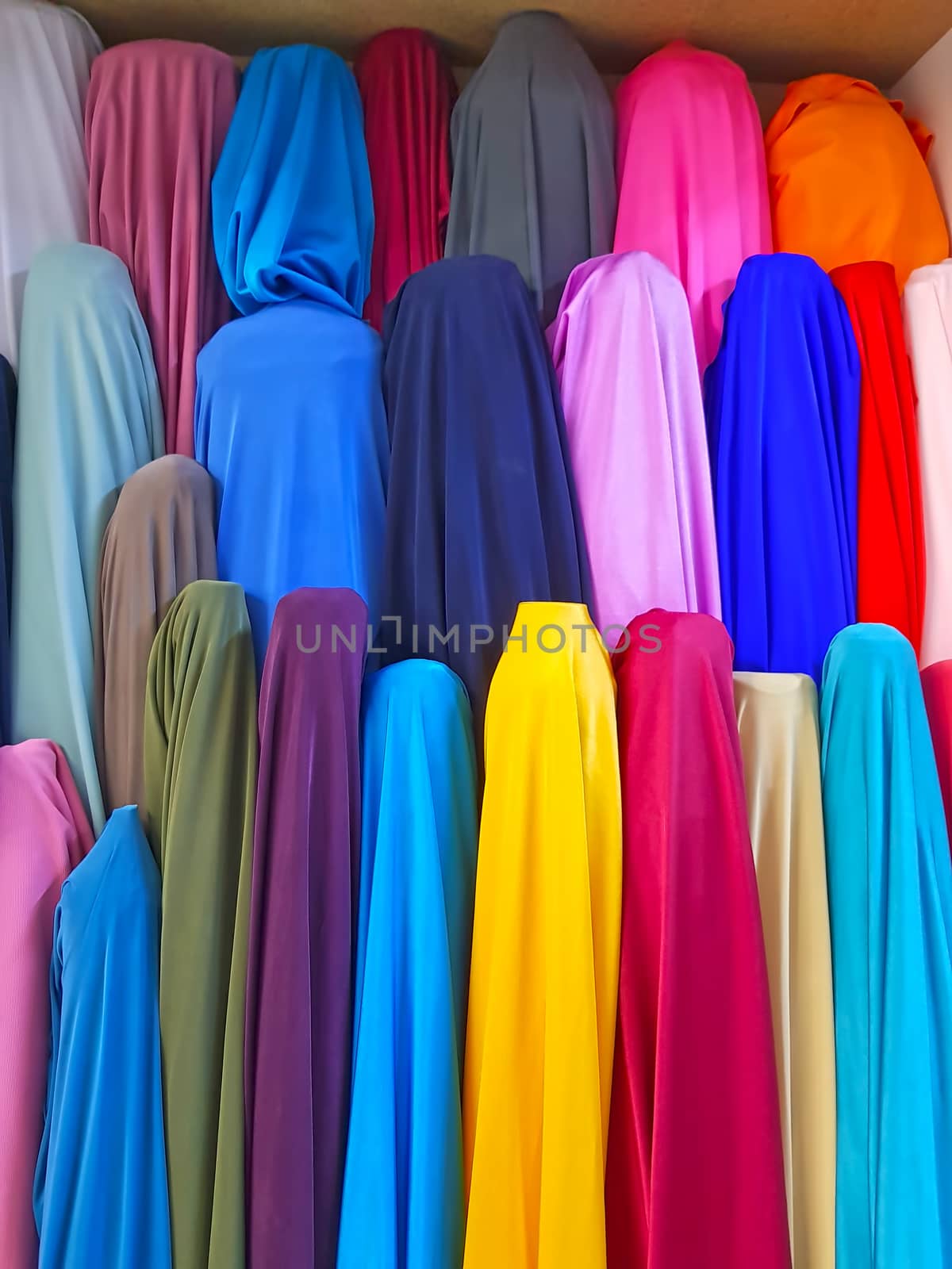 Textile industry market: colorful fabrics roll for sale