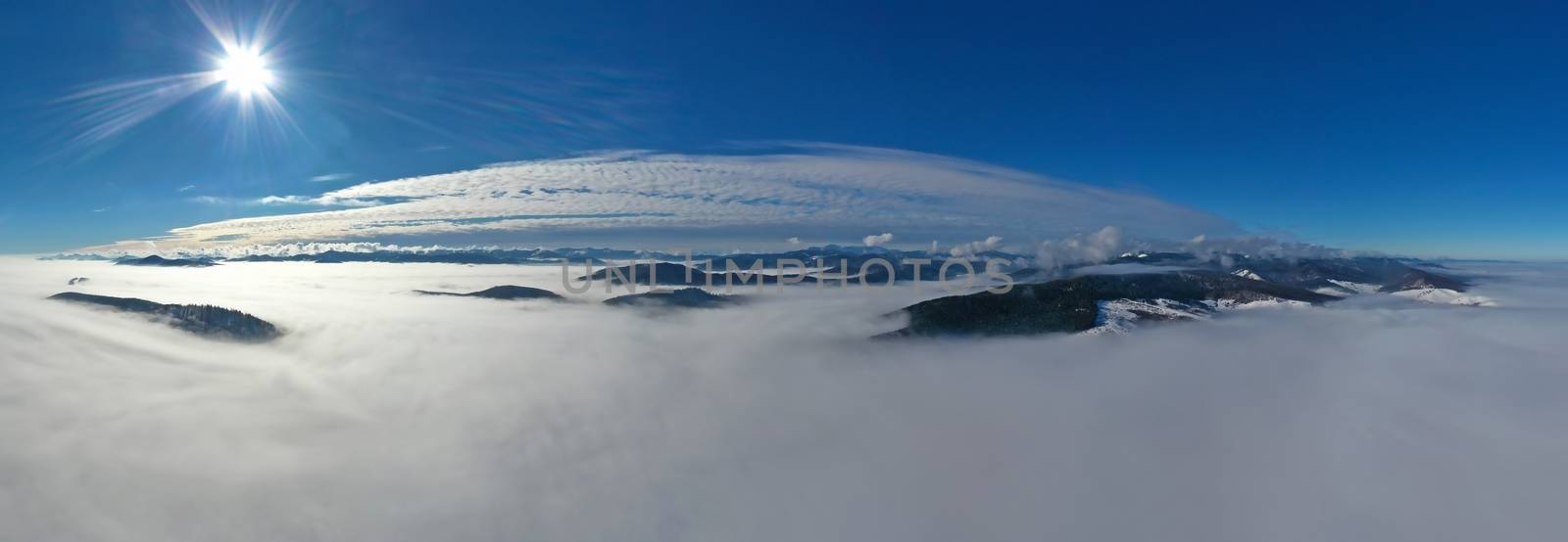 Aerial winter morning panorama by savcoco