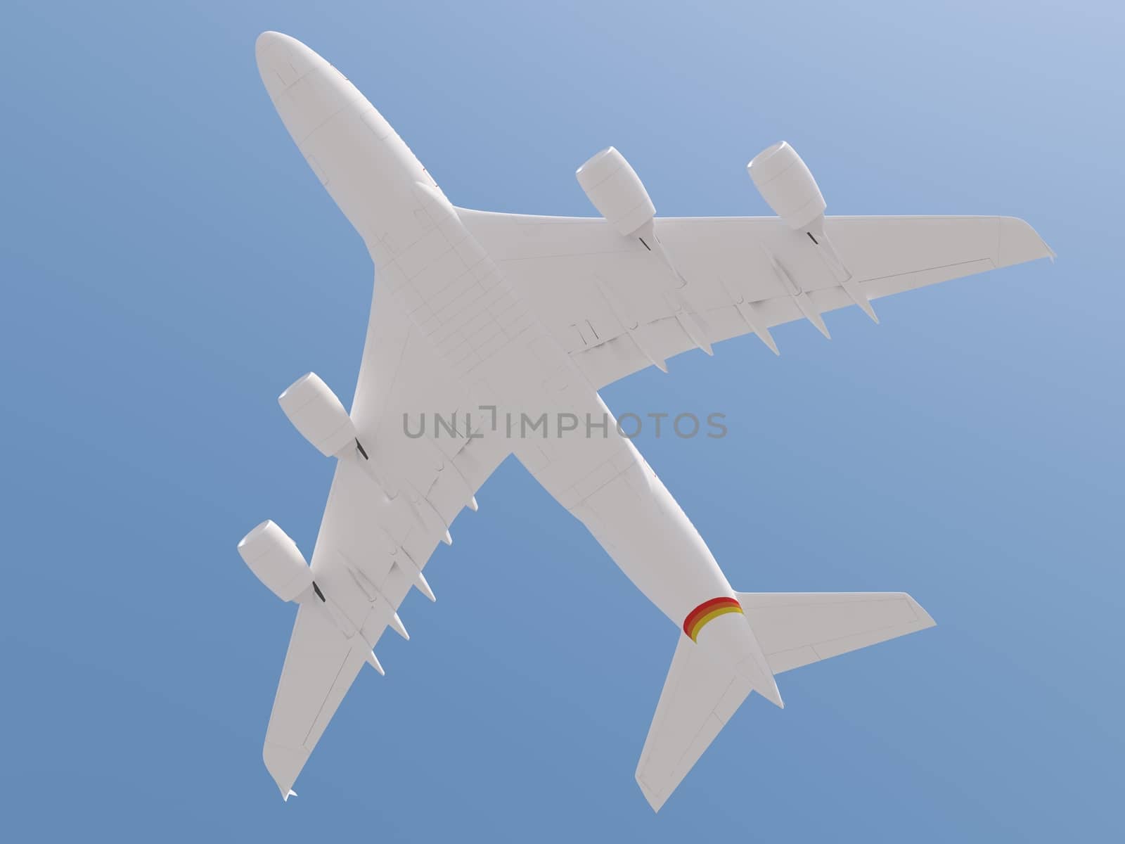 Airplane on blue background. travel concept. 3d rendering.