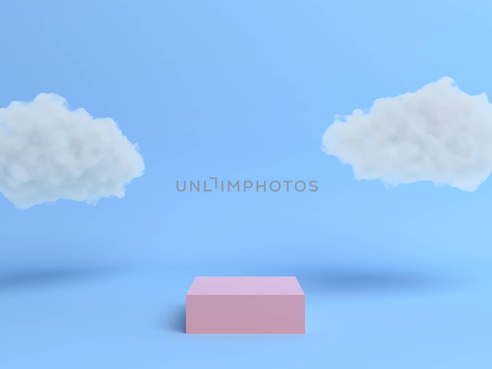 Pastel podium with cloud on pastel colors background. 3d rendering.