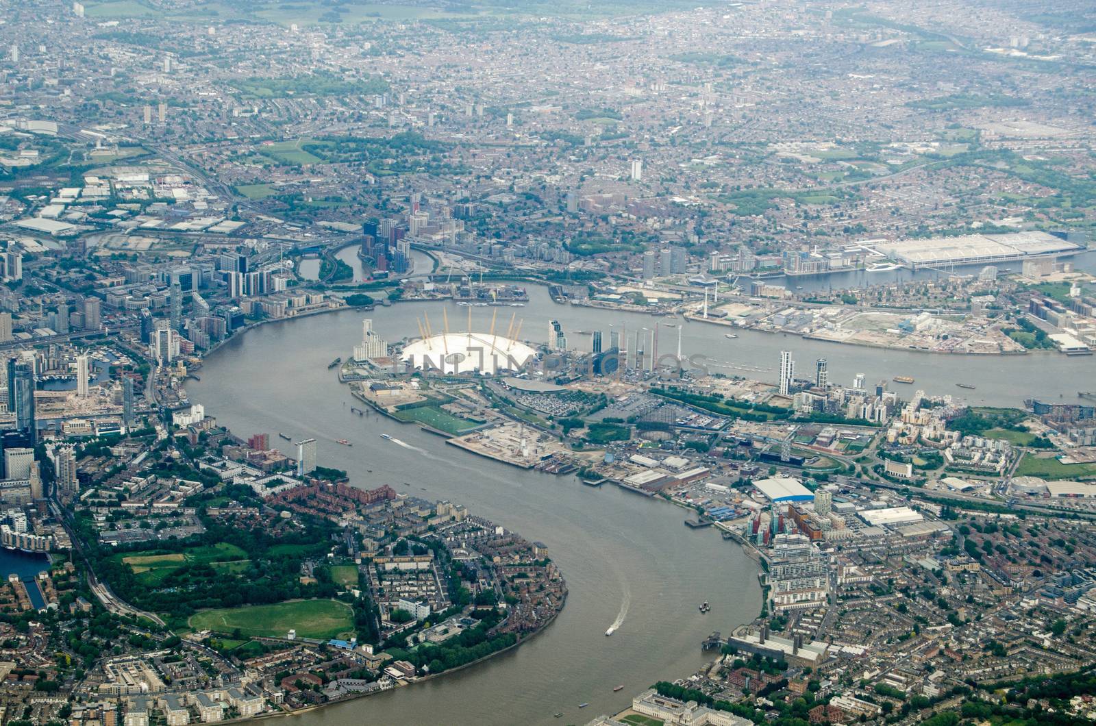 River Thames at North Greenwich - Aerial View by BasPhoto