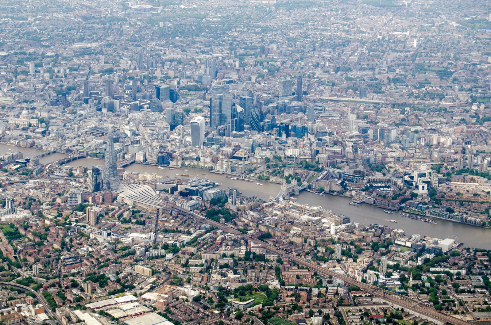 Aerial view of Southwark and the City of London. by BasPhoto