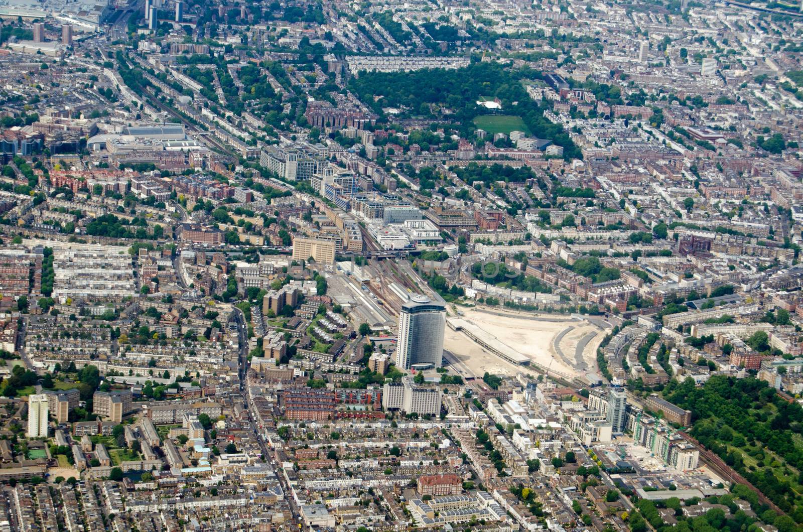 Earls Court and Holland Park aerial view, London by BasPhoto