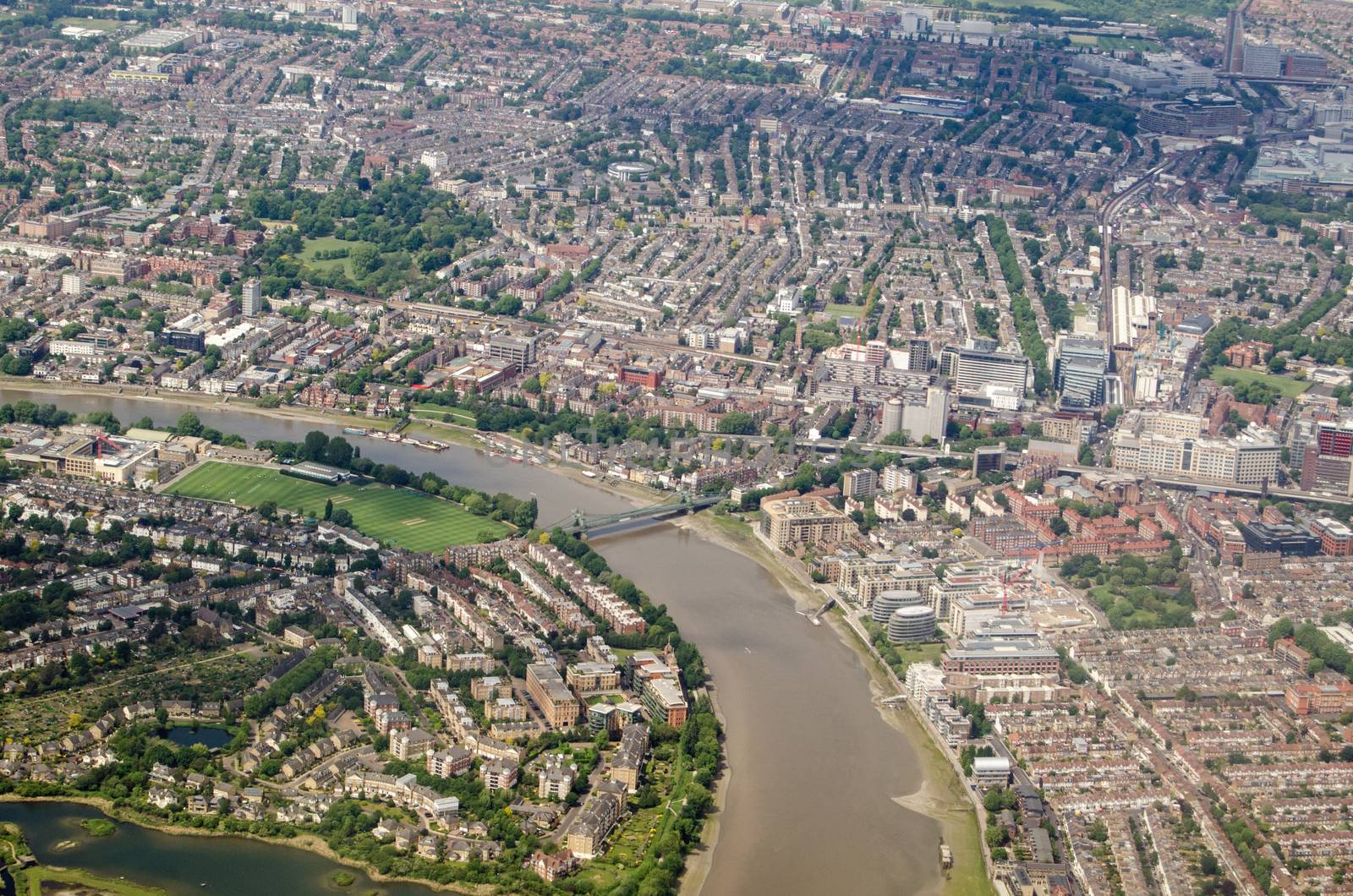 River Thames at Hammersmith, Aerial View by BasPhoto