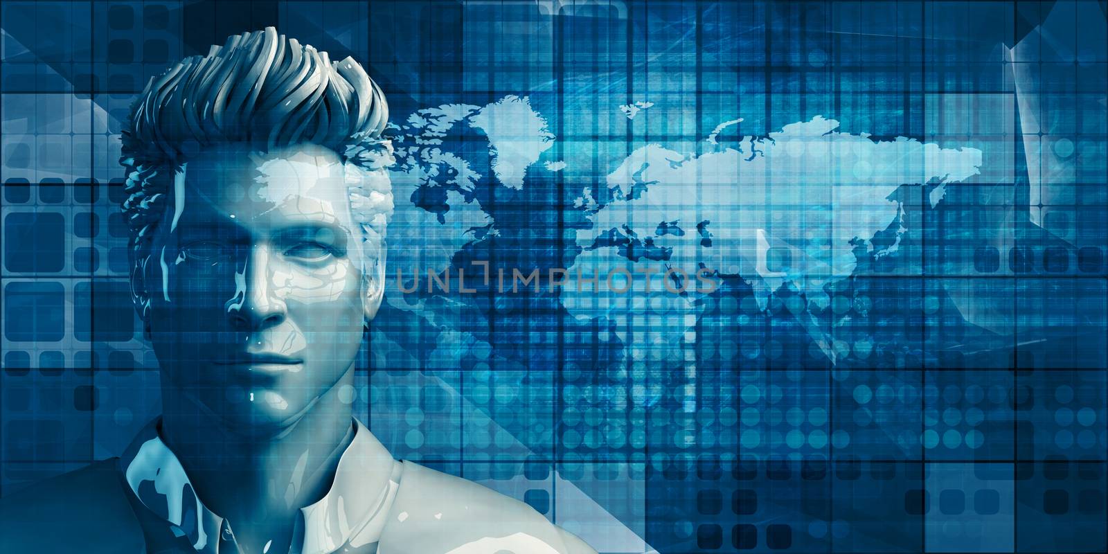 Middle Eastern Business Man with Management Strategy Concept Background