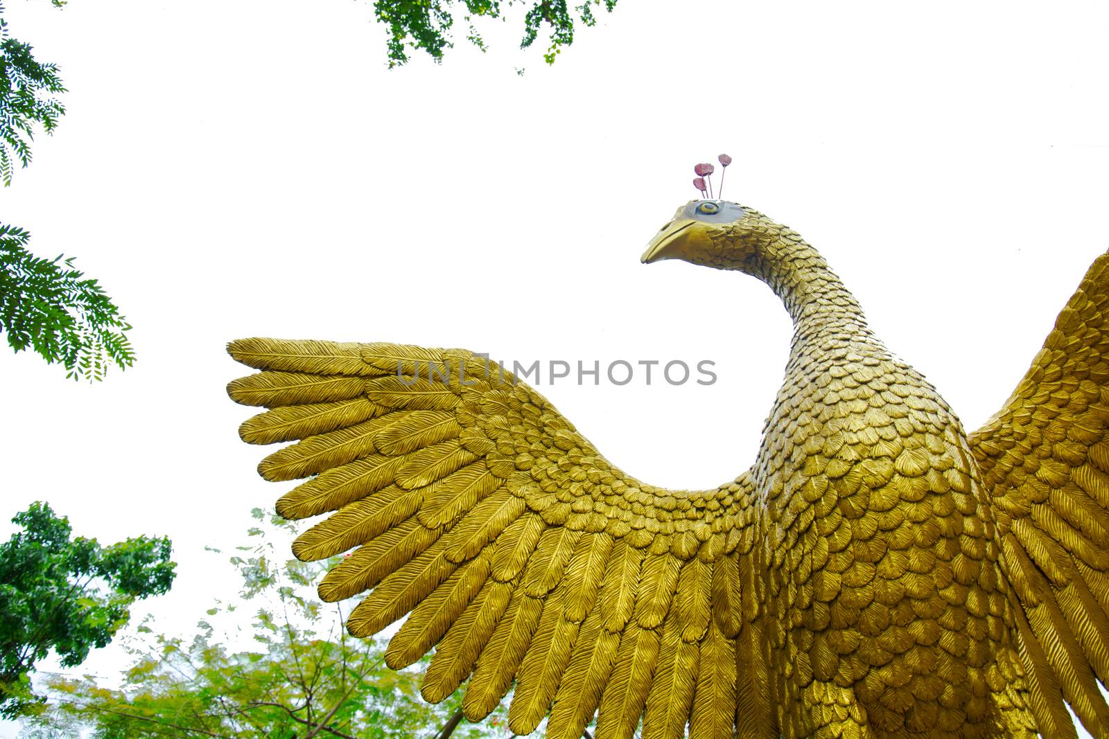 figure peacock gold Statue Winged in garden